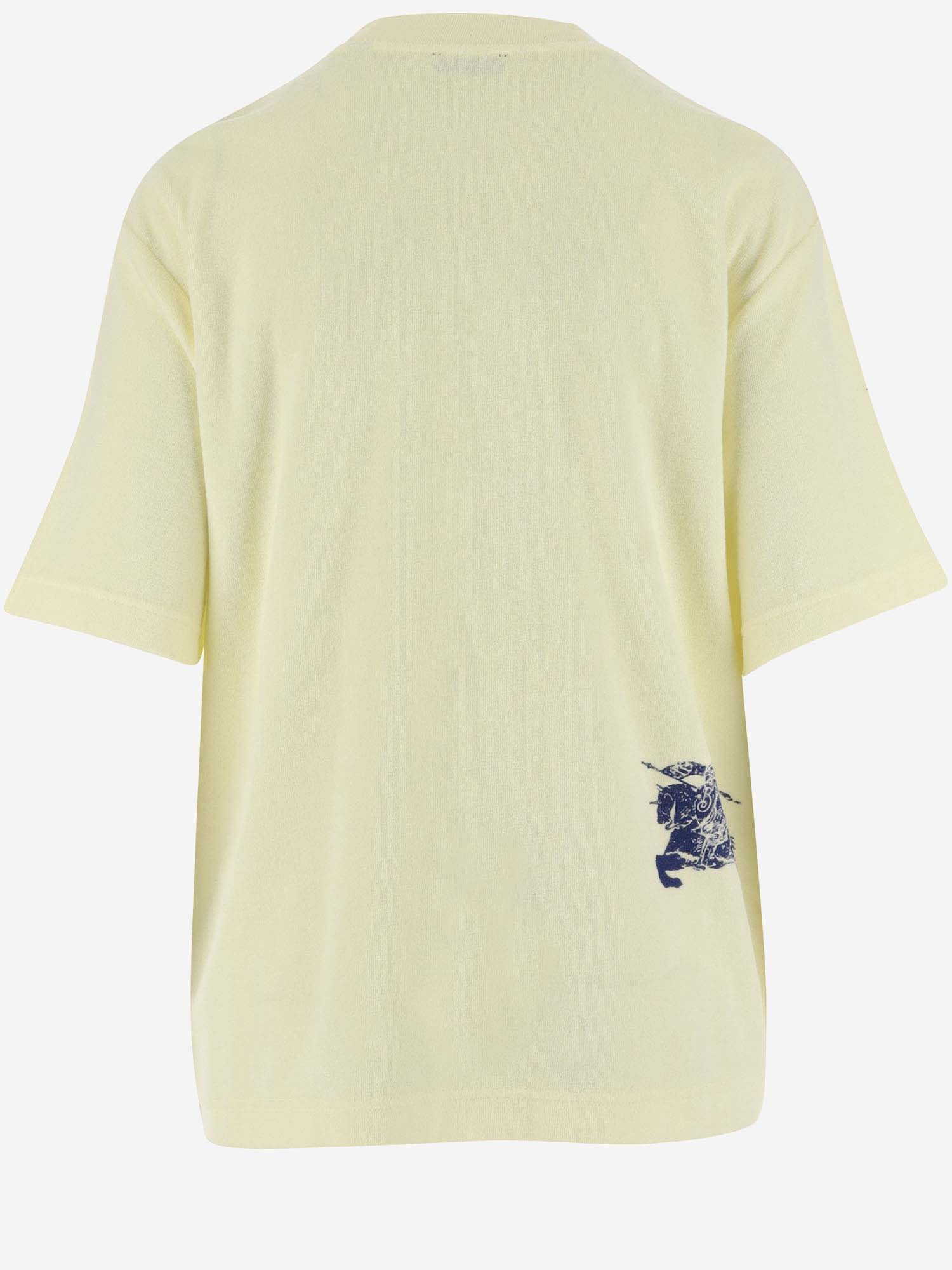 Shop Burberry Cotton Terry T-shirt With Ekd In Sherbet