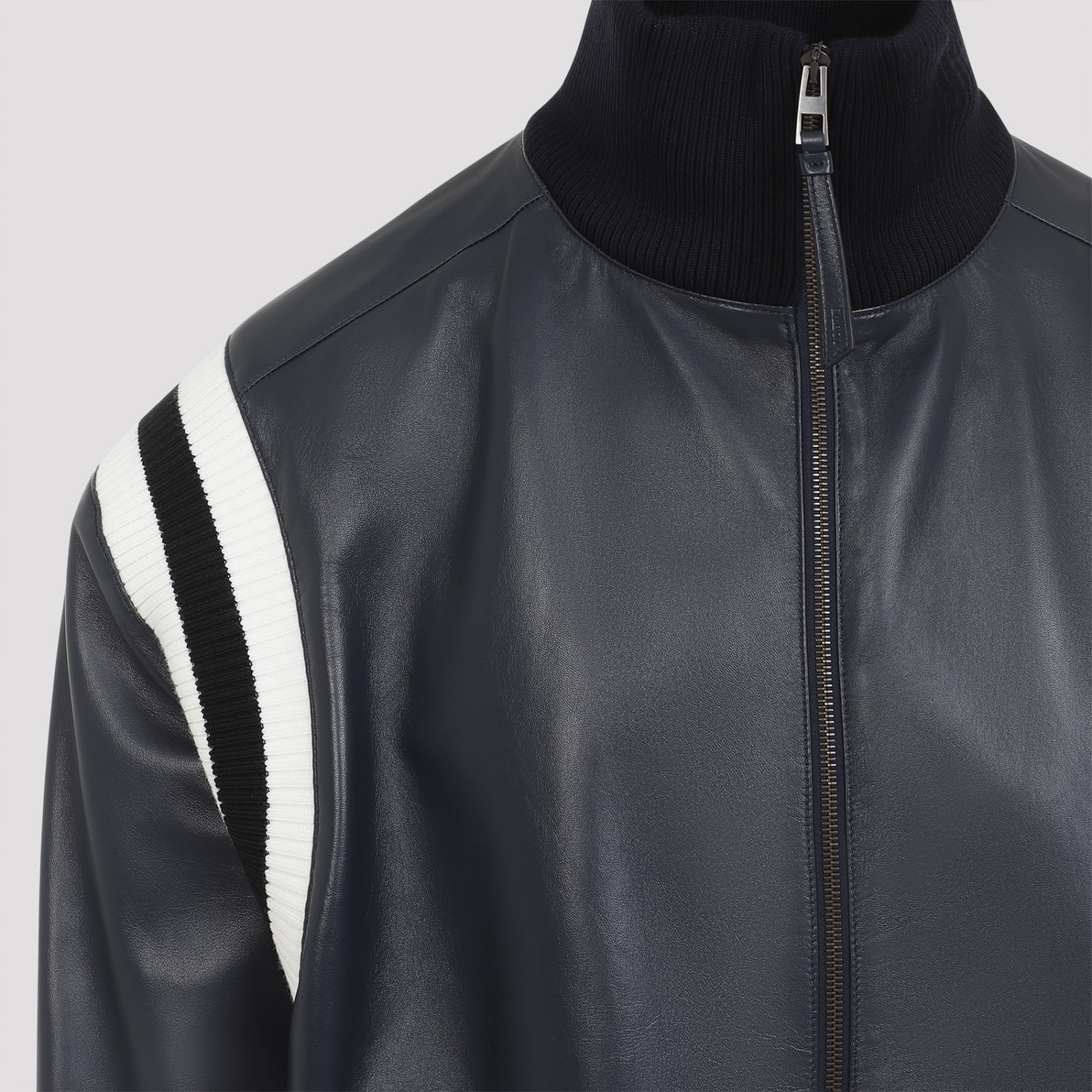 Shop Loewe Lamb Leather Bomber Jacket In Dark Navy