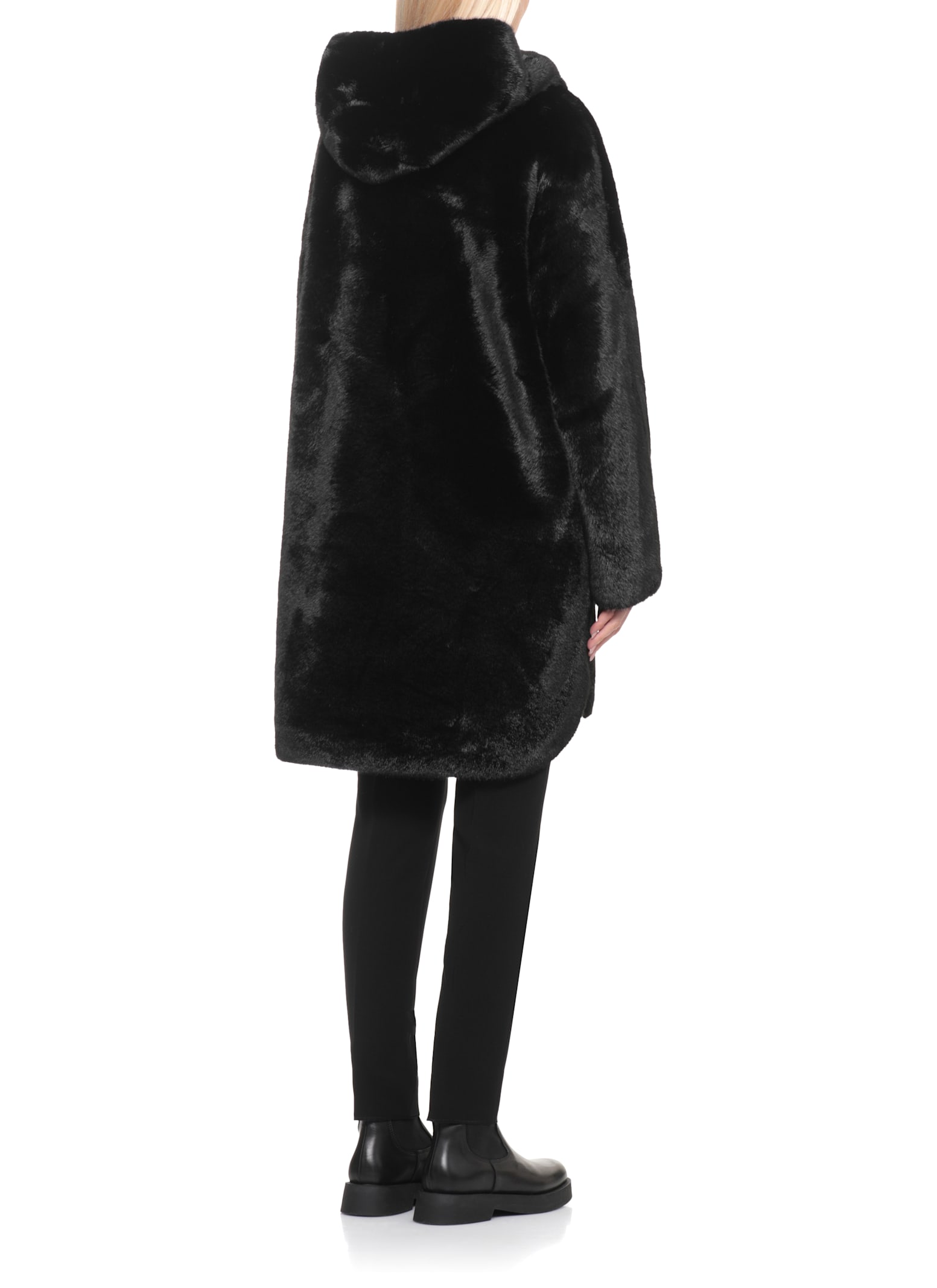 Betta Corradi Hooded Faux-fur Coat In Black
