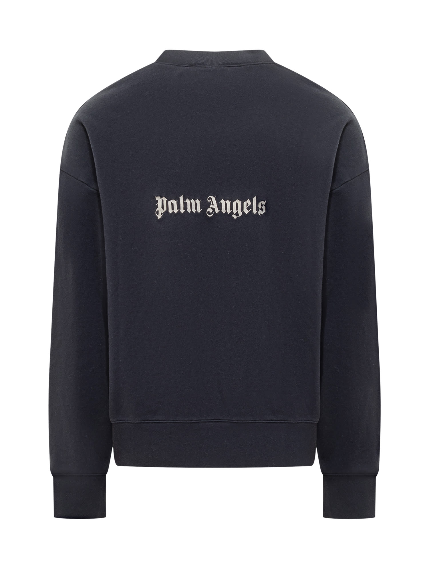 Shop Palm Angels Back Logo Crewneck Sweatshirt In Navyblue