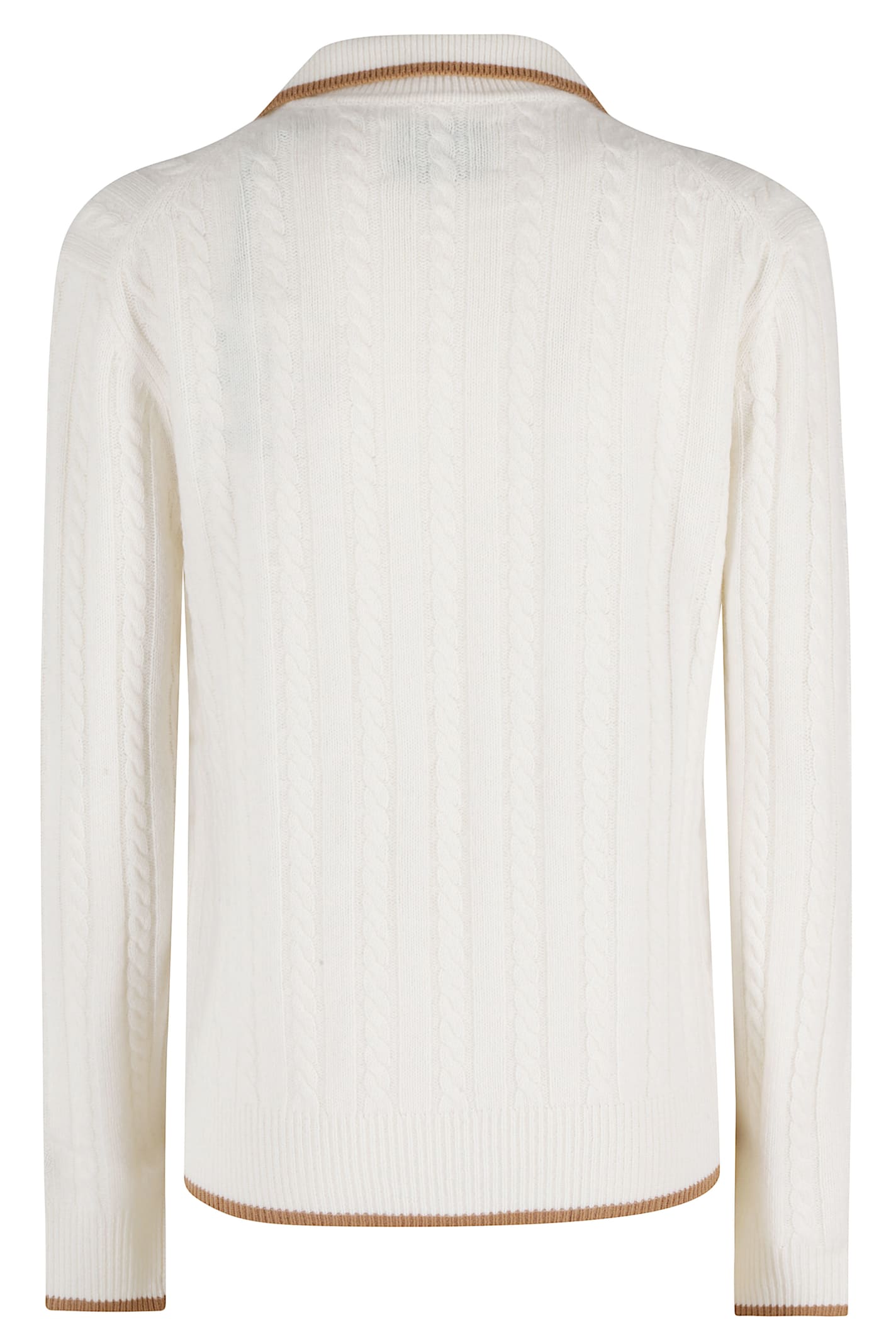 Mc2 Saint Barth Cable-knit Collared Sweater In White
