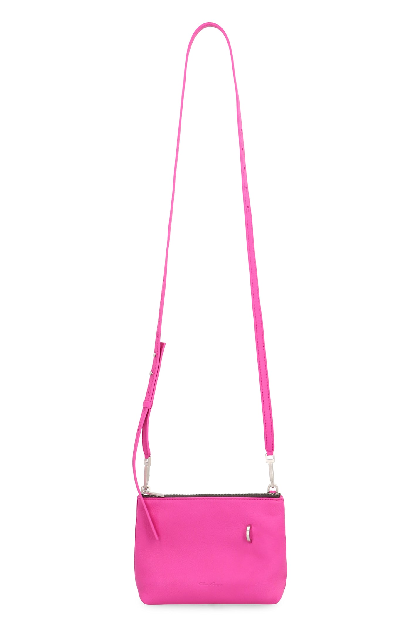 Rick Owens Mini Leather Shoulder Bag With Adjustable Strap In Pink