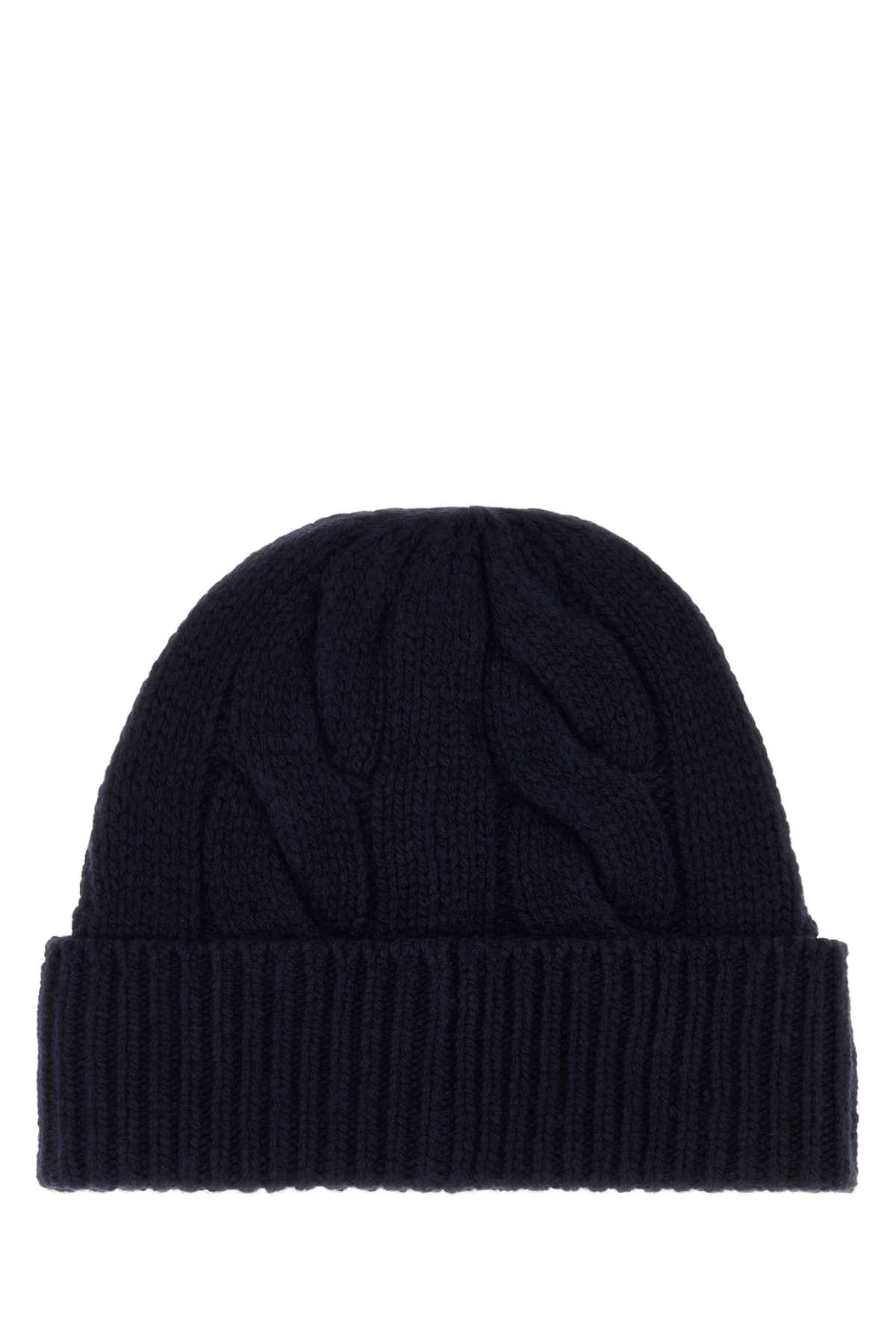 Polo Ralph Lauren Midnight Blue Wool Blend Beanie Hat In Black