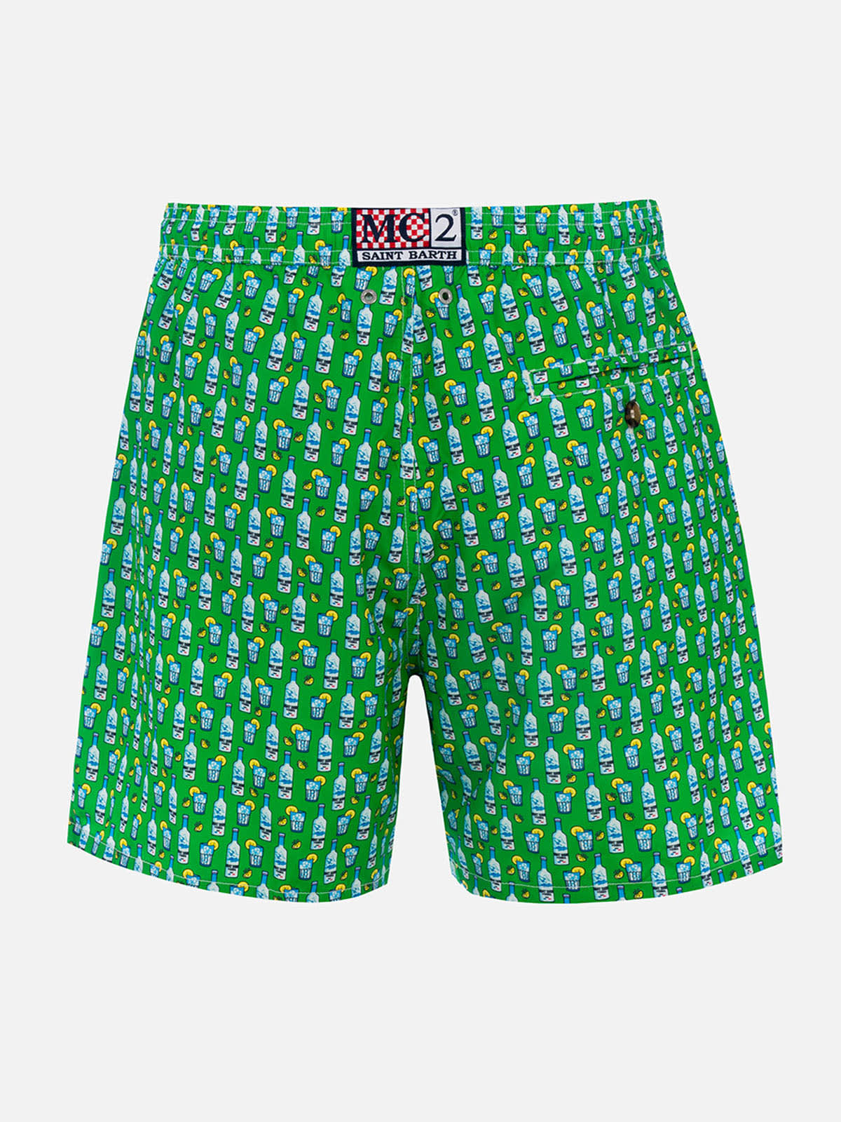 Shop Mc2 Saint Barth Man Lightweight Fabric Swim-shorts Lighting Micro Fantasy With Tequila Print In Green