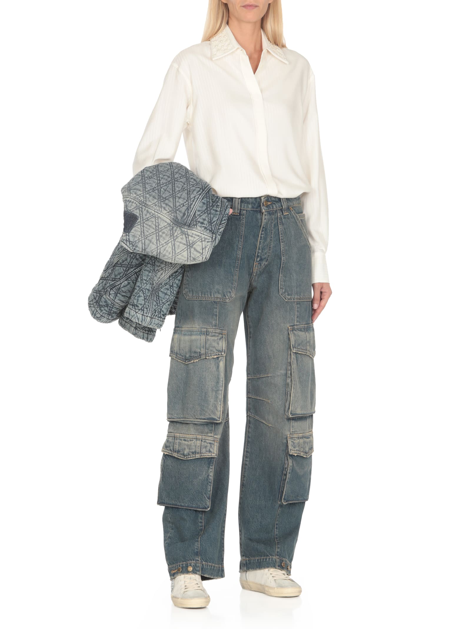 Shop Golden Goose Irina Cargo Pants In Blue