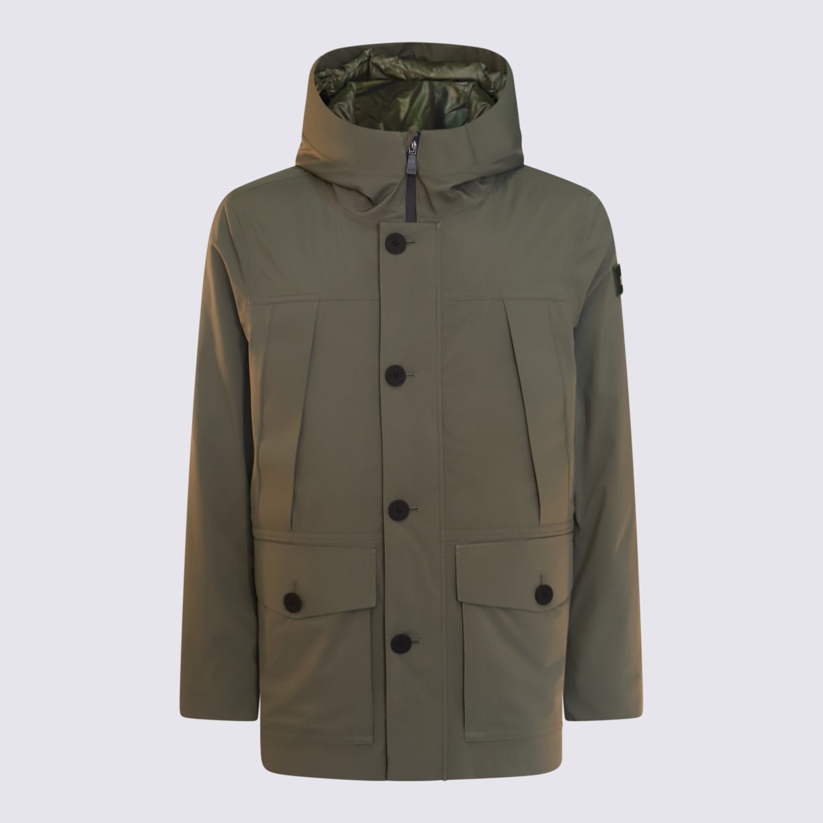 Shop Add Dark Green Coat In Larice