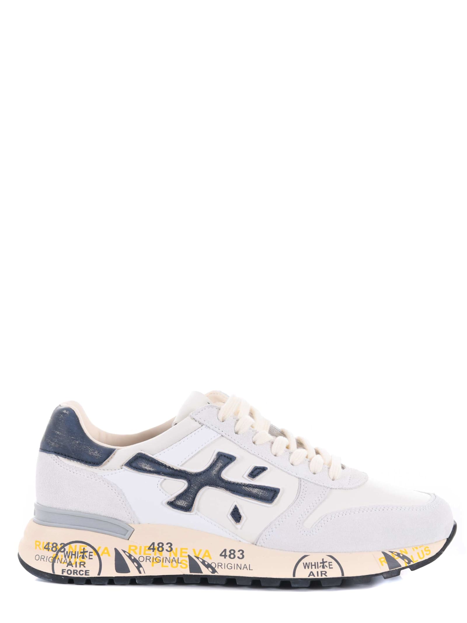 Shop Premiata Sneakers In Avorio/blu