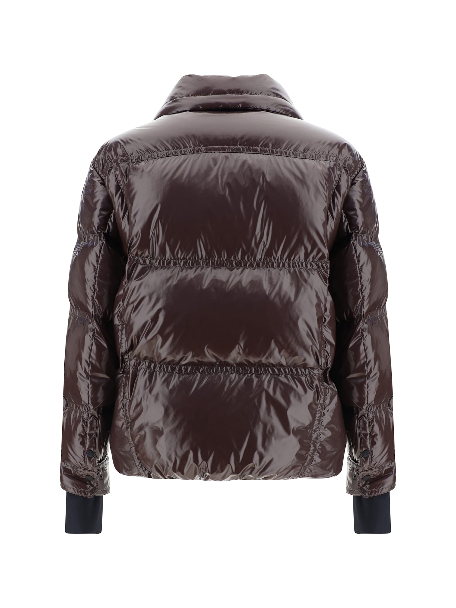 Shop Moncler Down Jacket In Taupe