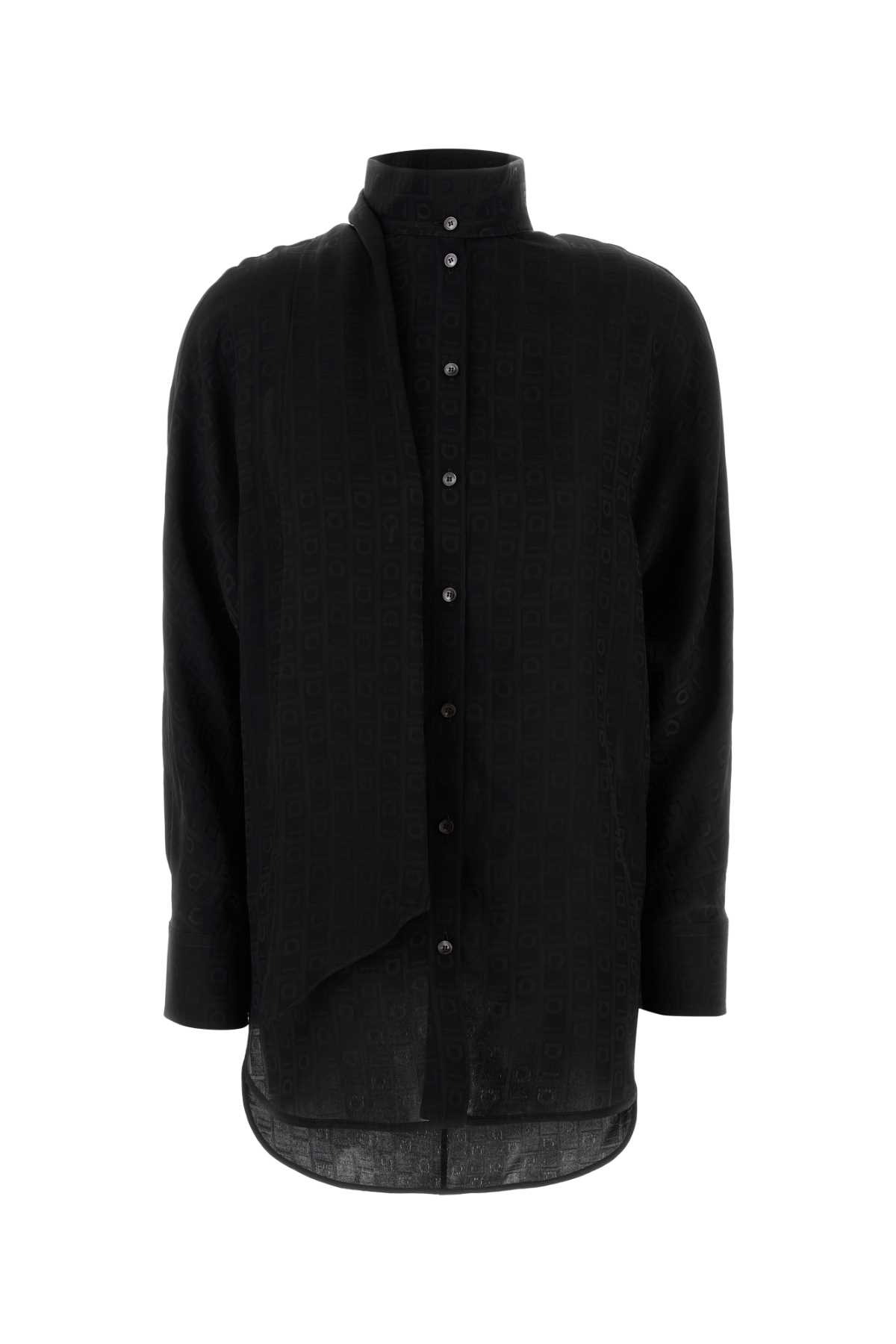 Ferragamo Black Silk Shirt In Nero