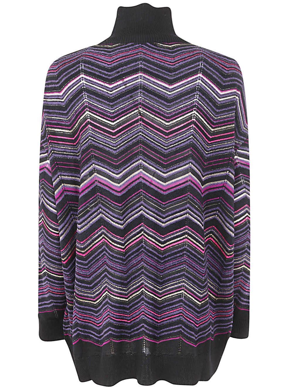 Shop Missoni Roll Neck Sweater In G Multic Blk Fuxia Bei
