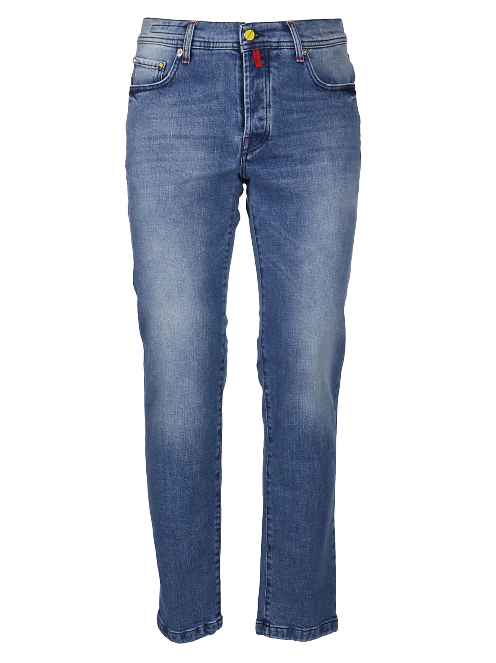 Kiton Light Blue Cotton Jeans In Denim