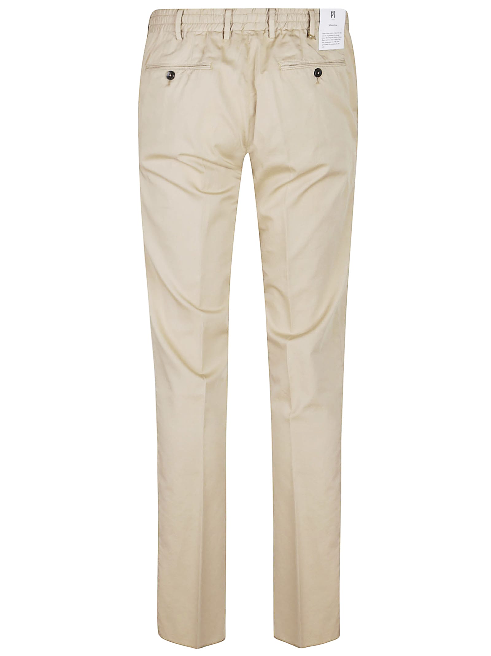 Pt Torino Beige Stretch-design Tapered Trousers