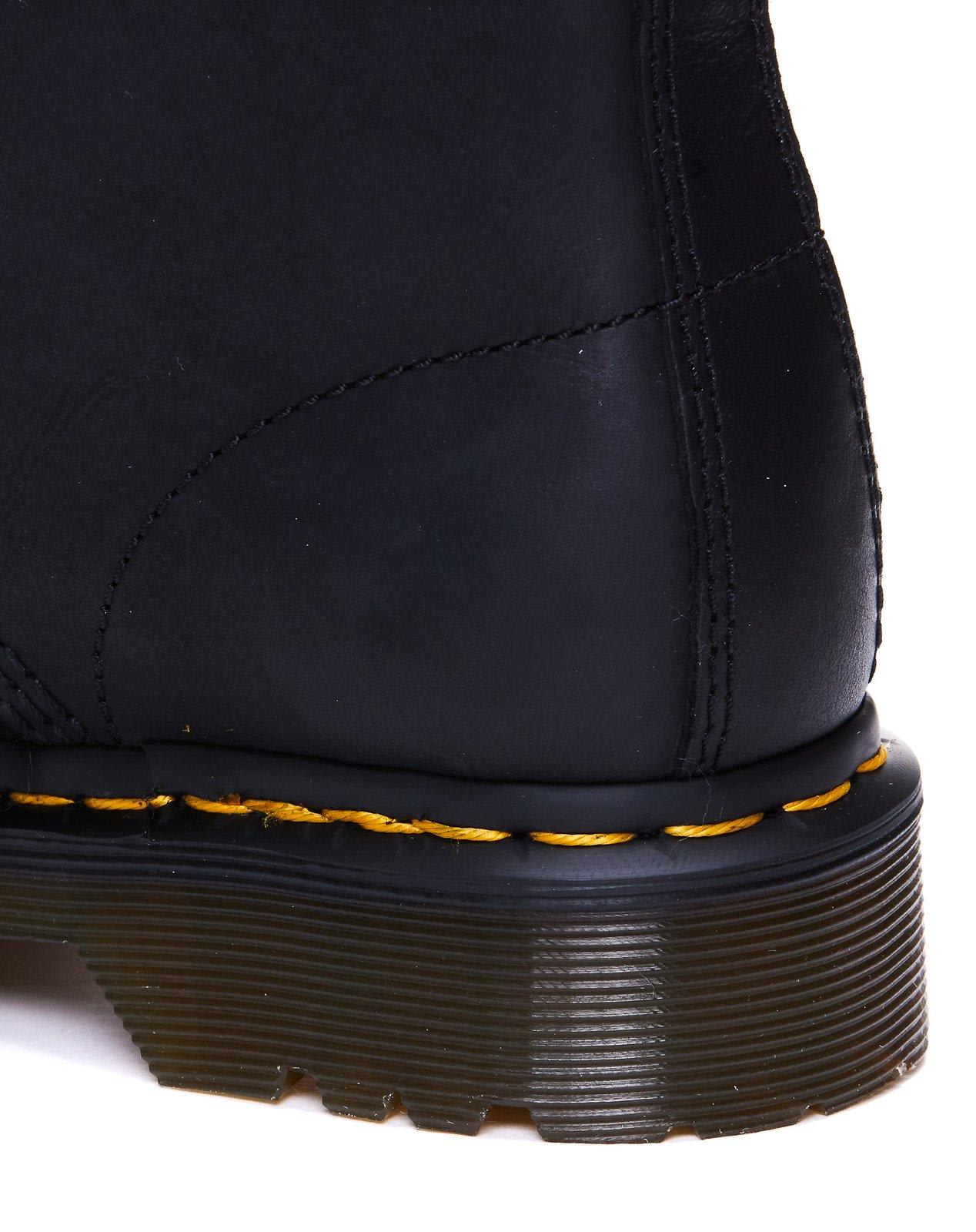 Dr. Martens 1460 Combat Boots In Black Leather In Black Burnished Wyoming