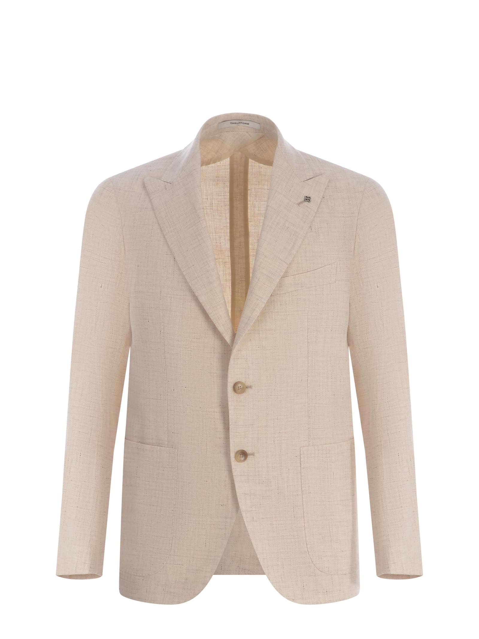 Single-breasted Jacket Tagliatore In Linen And Cotton