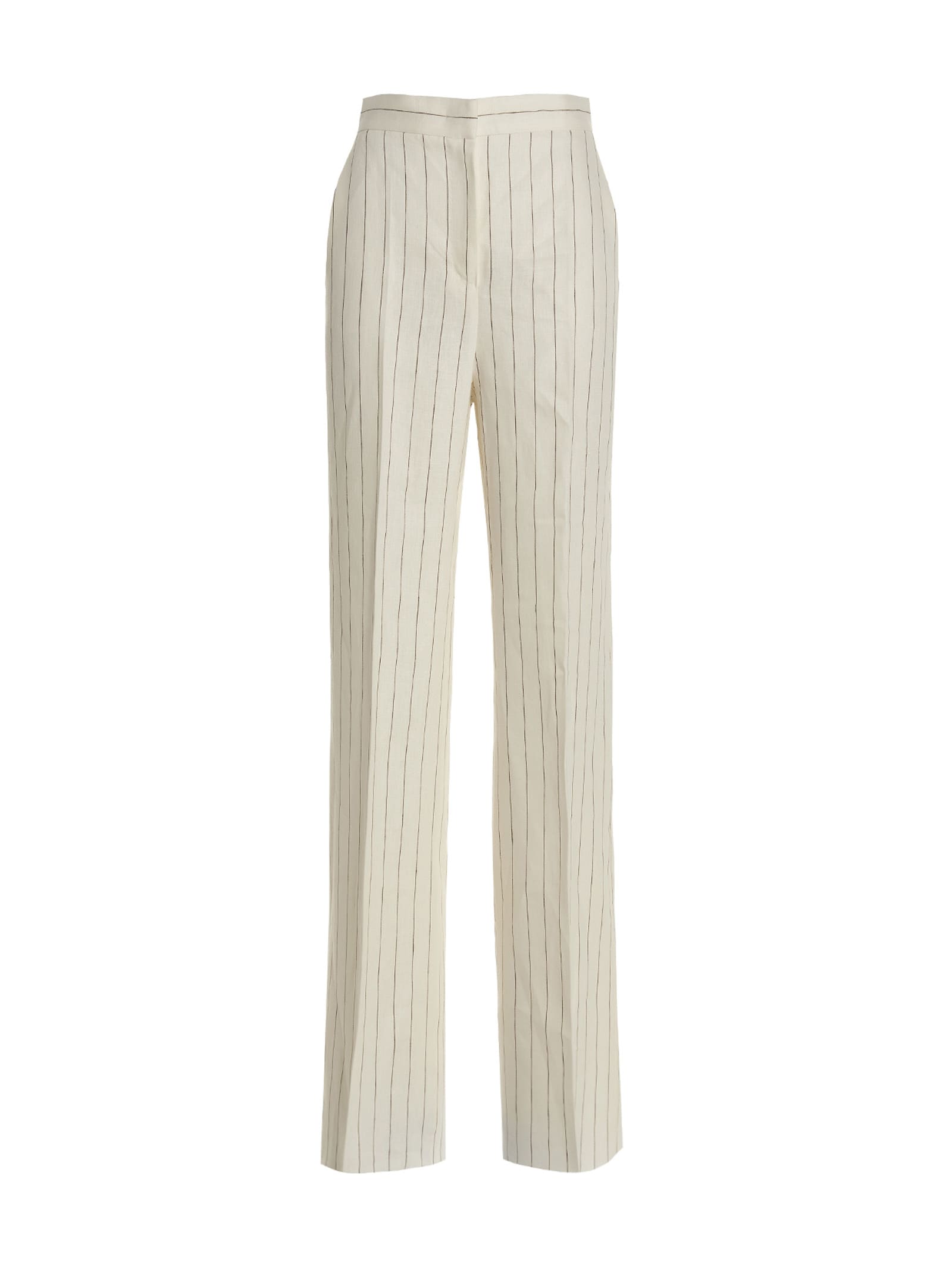 Max Mara Embroidered Linen Popoli Pant In White