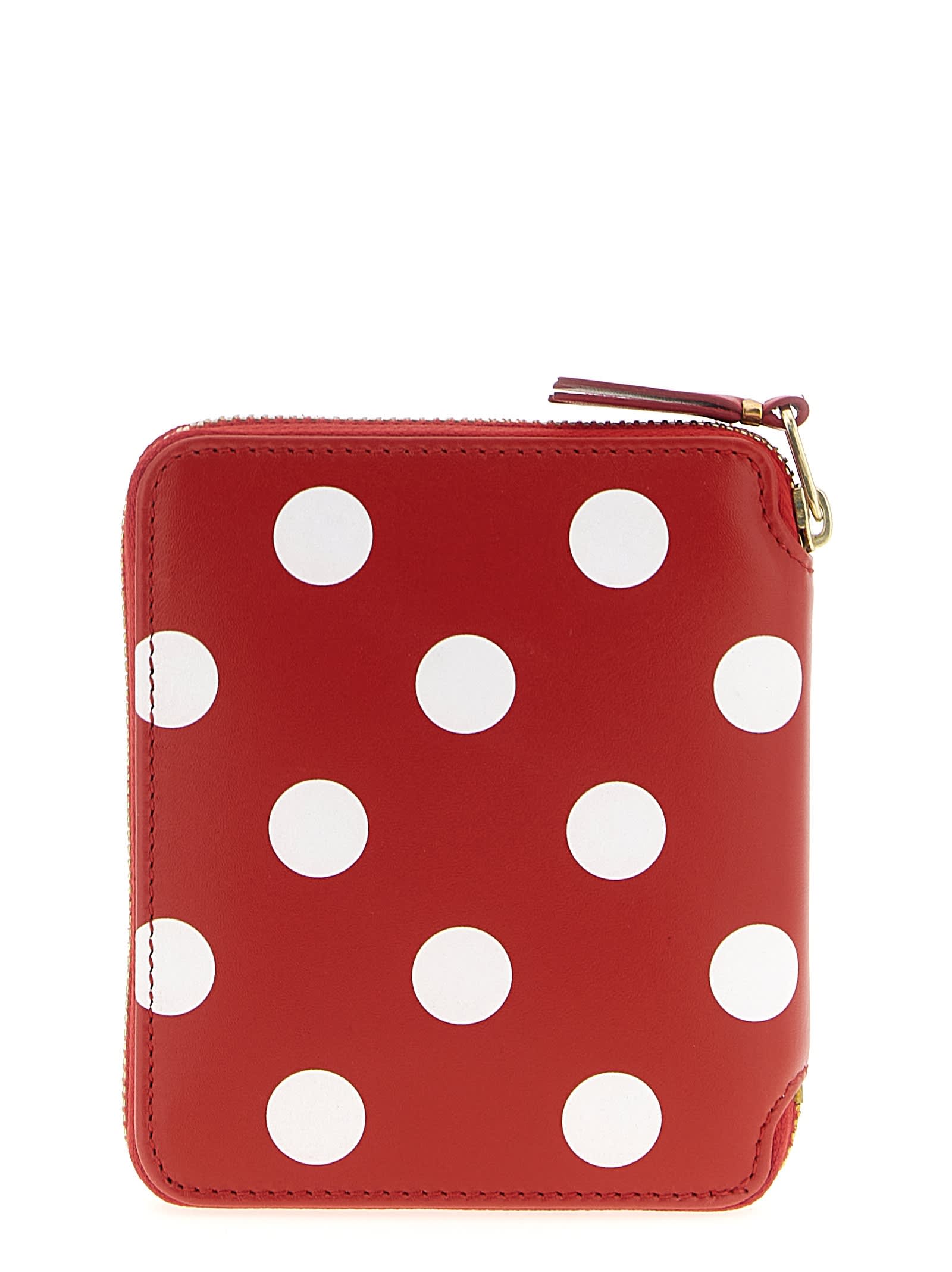 Comme Des Garçons Polka Dots Printed Wallet In Neutral