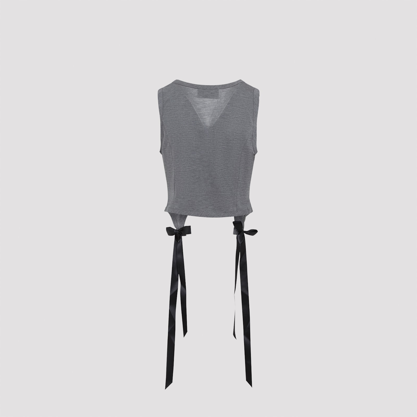 Simone Rocha Easy Tank Top Featuring Bow Tails In Gray