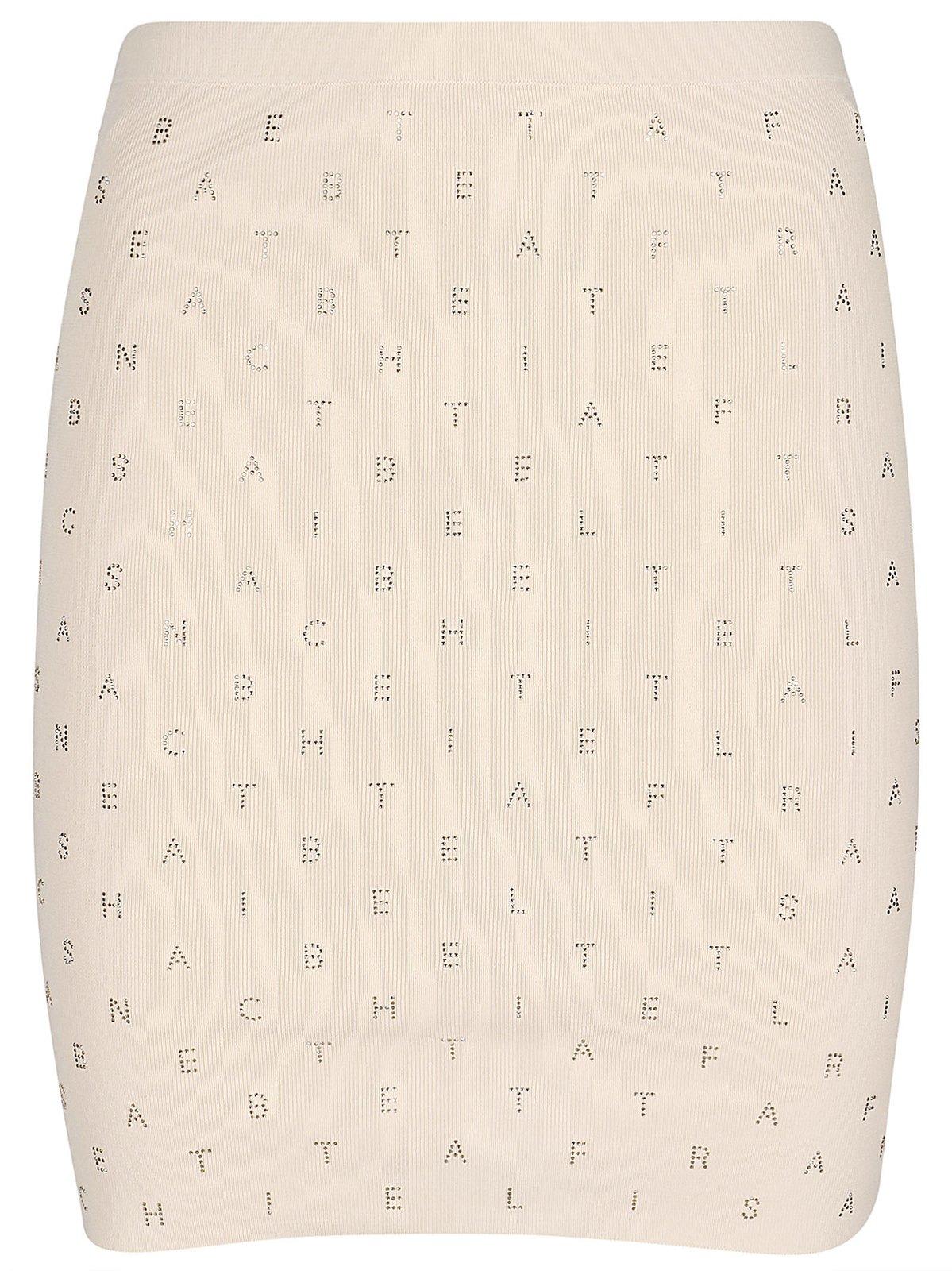 Shop Elisabetta Franchi Rhinestone-embellished Mini Skirt In Yellow Cream