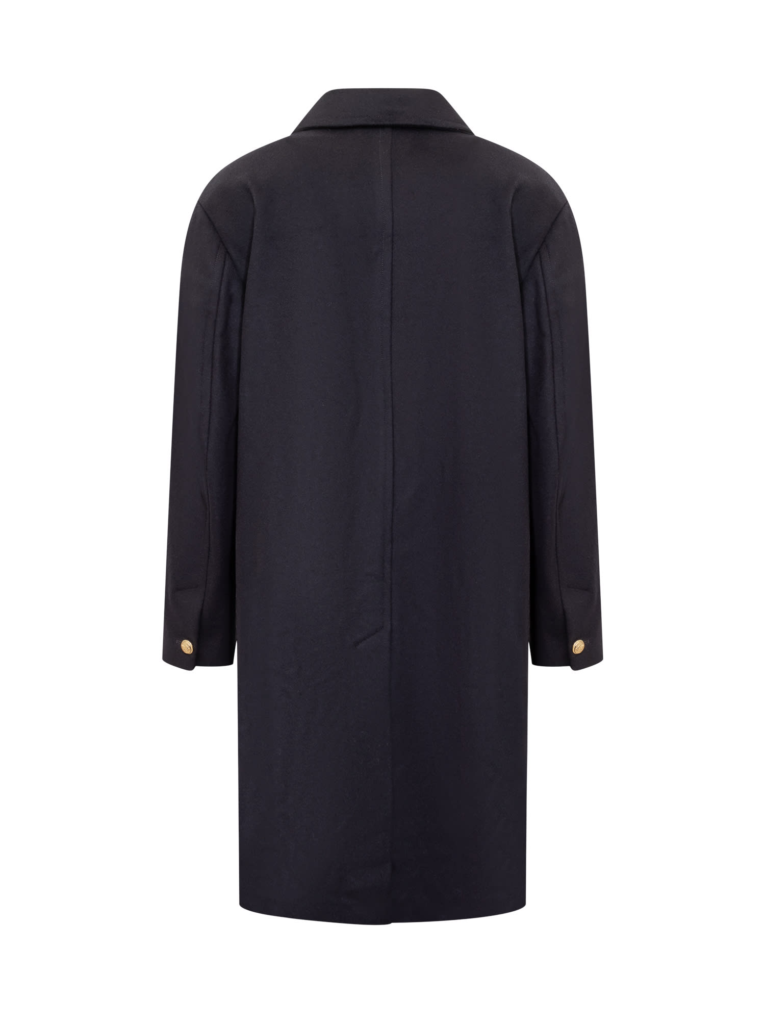 Shop Palm Angels Single-breasted Coat In Navy Blue