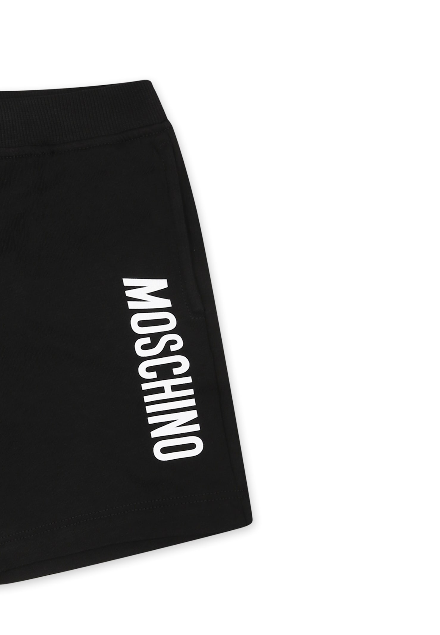 Moschino Logo Print Cotton Sweat Shorts In Black