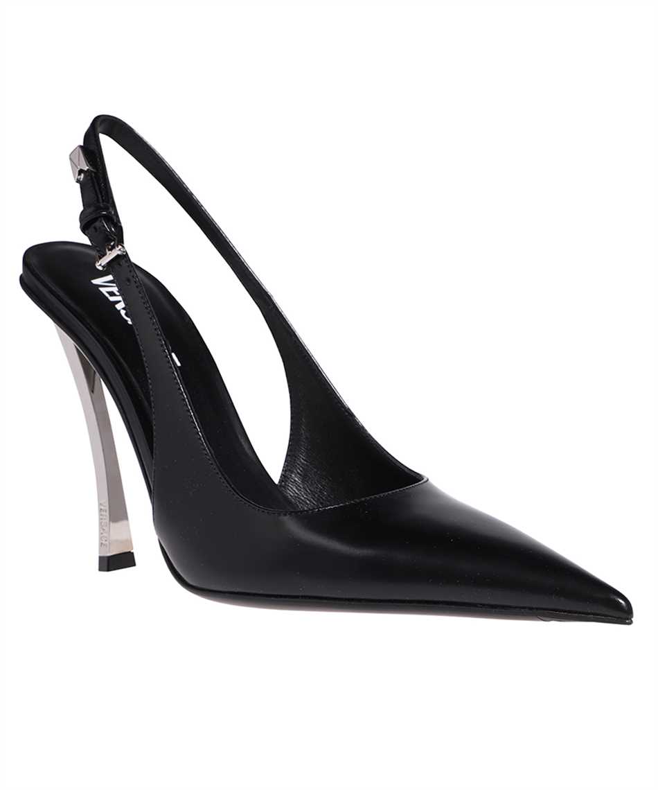 Shop Versace Leather Slingback Pumps In Black