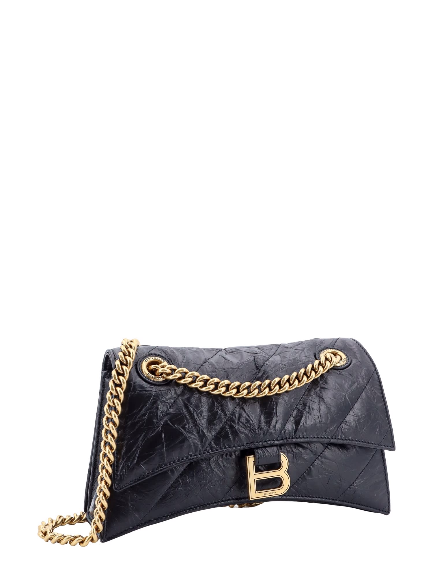 Shop Balenciaga Crush Shoulder Bag In Black