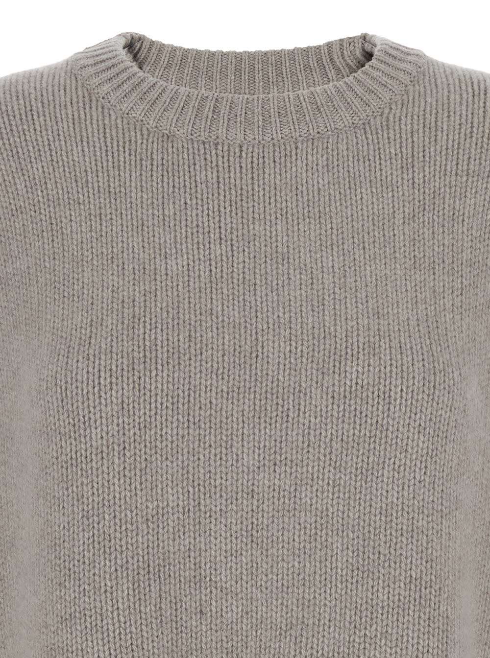Goat Boyfriend Grey Crewneck Sweater With Dropped Shoulders In Cashmere Woman In Gray