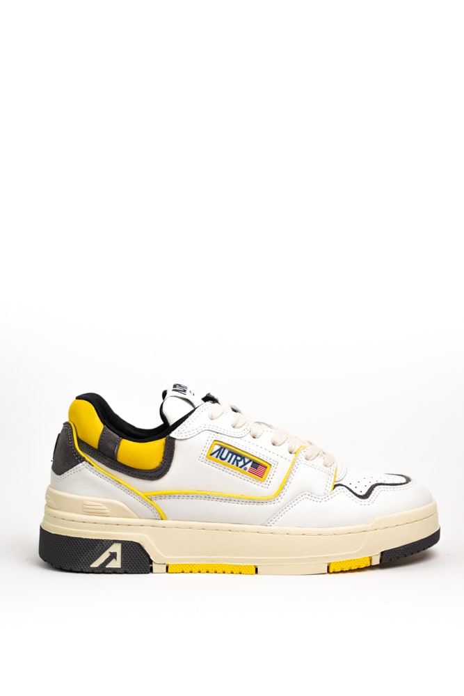 Autry Clc Leather Low-top Sneakers In Wht/gr/yl