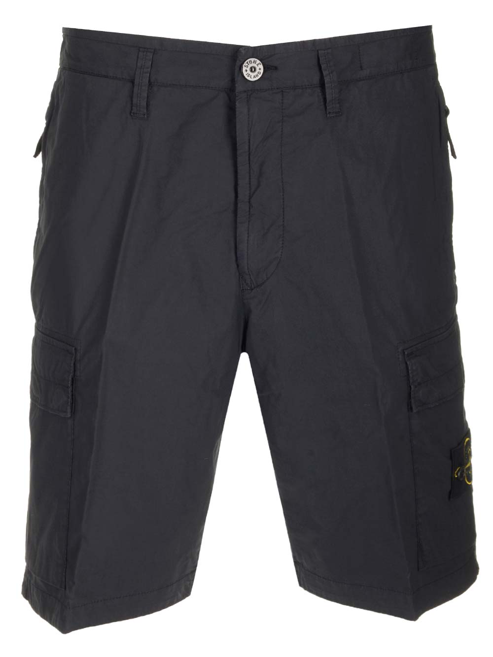 Shop Stone Island Logo Patched Cargo Shorts In Blue