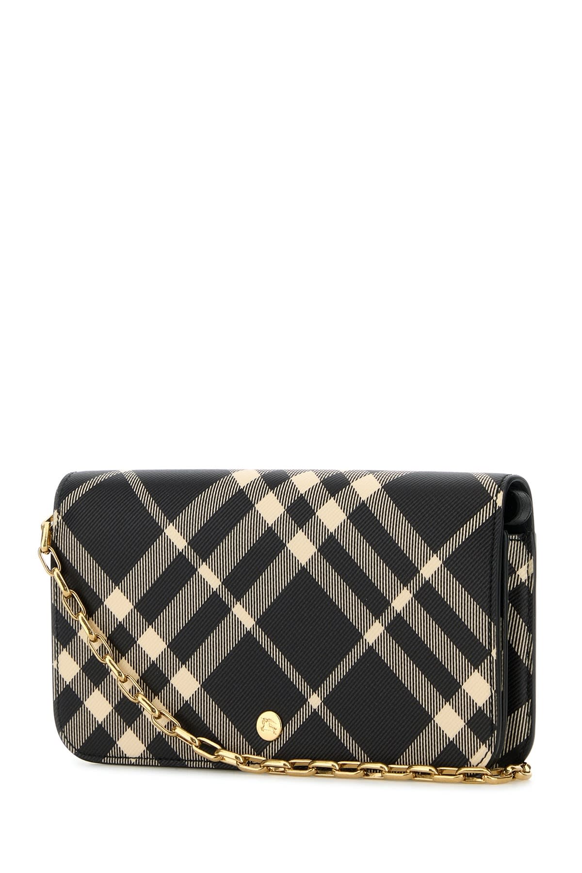 Shop Burberry Ls Wallet On Chain Bin In Blackcalico