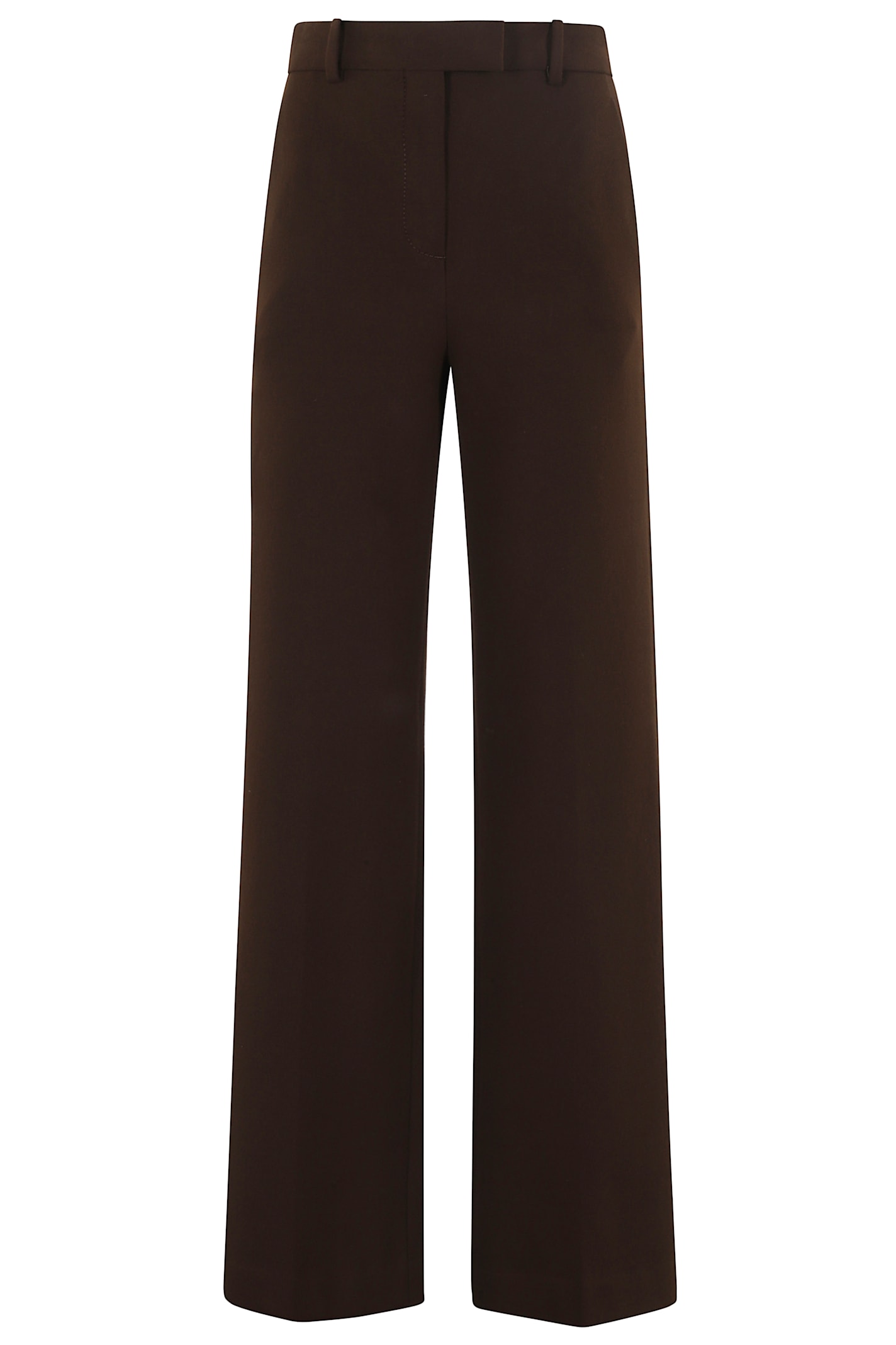 Circolo 1901 High-waisted Straight Leg Pants With Button-down Back Pocket In Brown