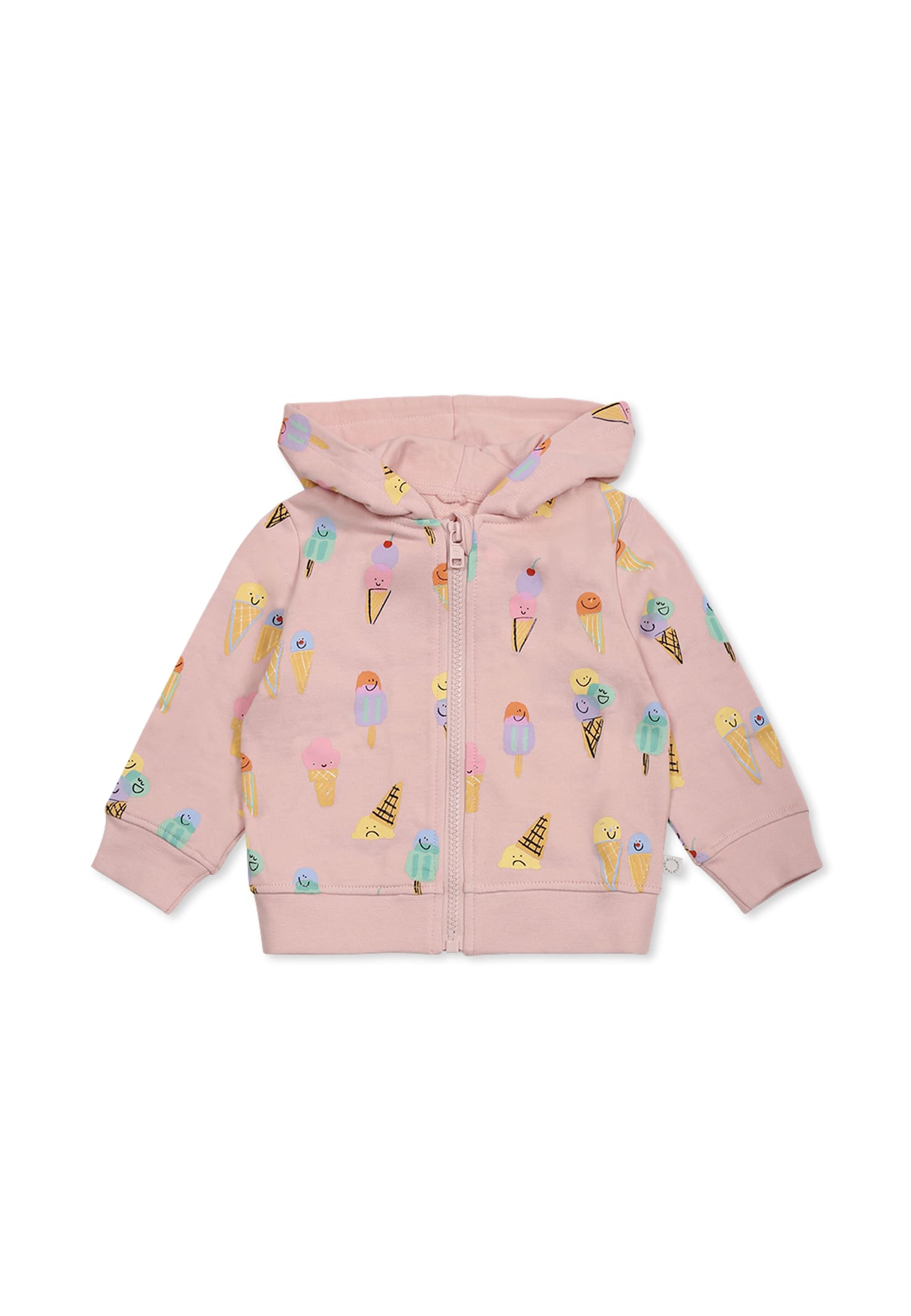 Stella Mccartney Pink Sweatshirt For Baby Girl With Ice Cream In Pink