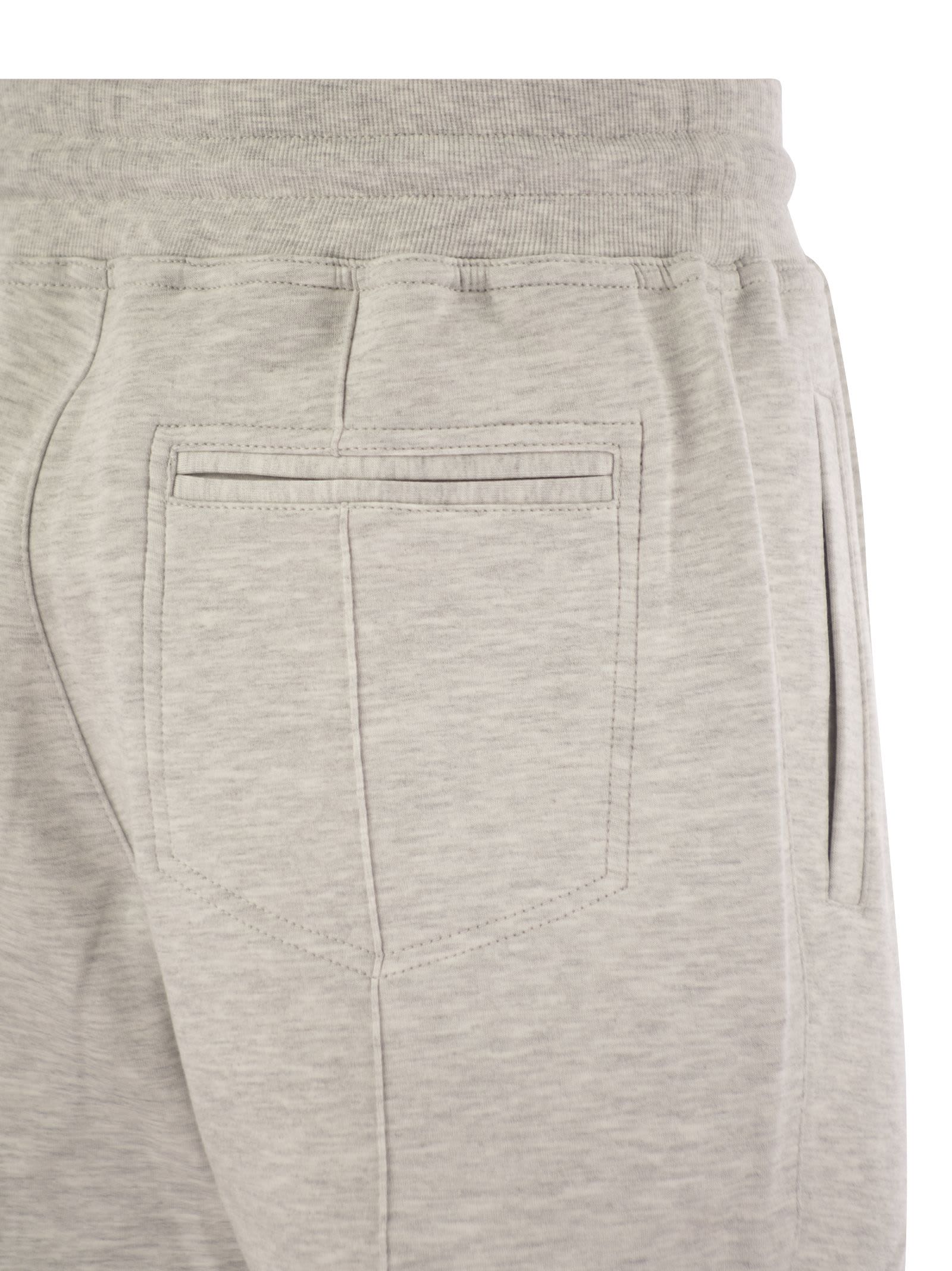 Brunello Cucinelli Pearl Grey Cotton Fleece Trousers In Light Grey