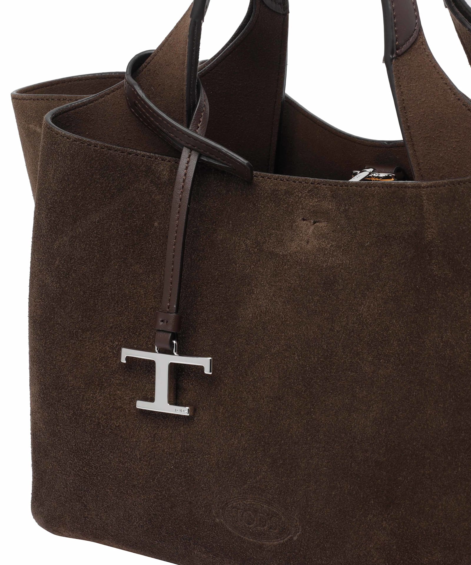 Tod's T Pendant Logo Medium 2 Handles Bags In Brown