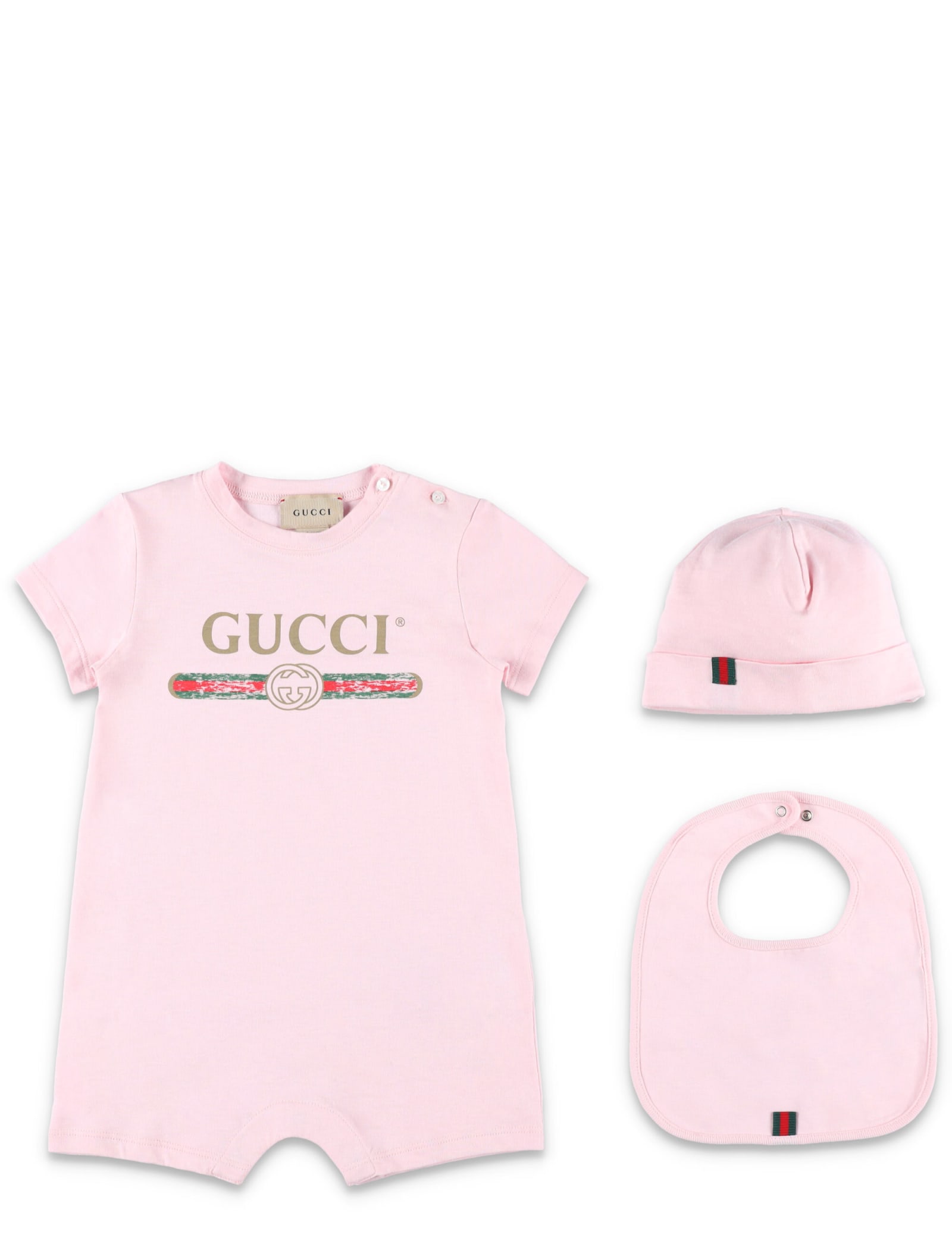Gucci Babies'  Logo Cotton Gift Set In Pink