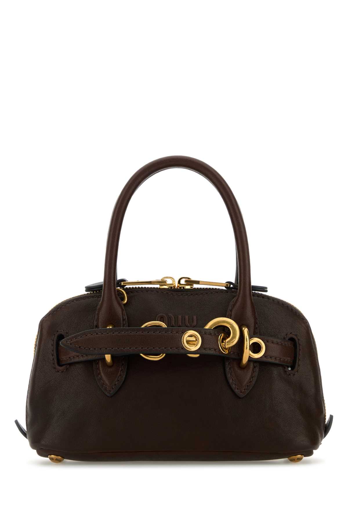 Miu Miu Chocolate Leather Mini Aventure Handbag