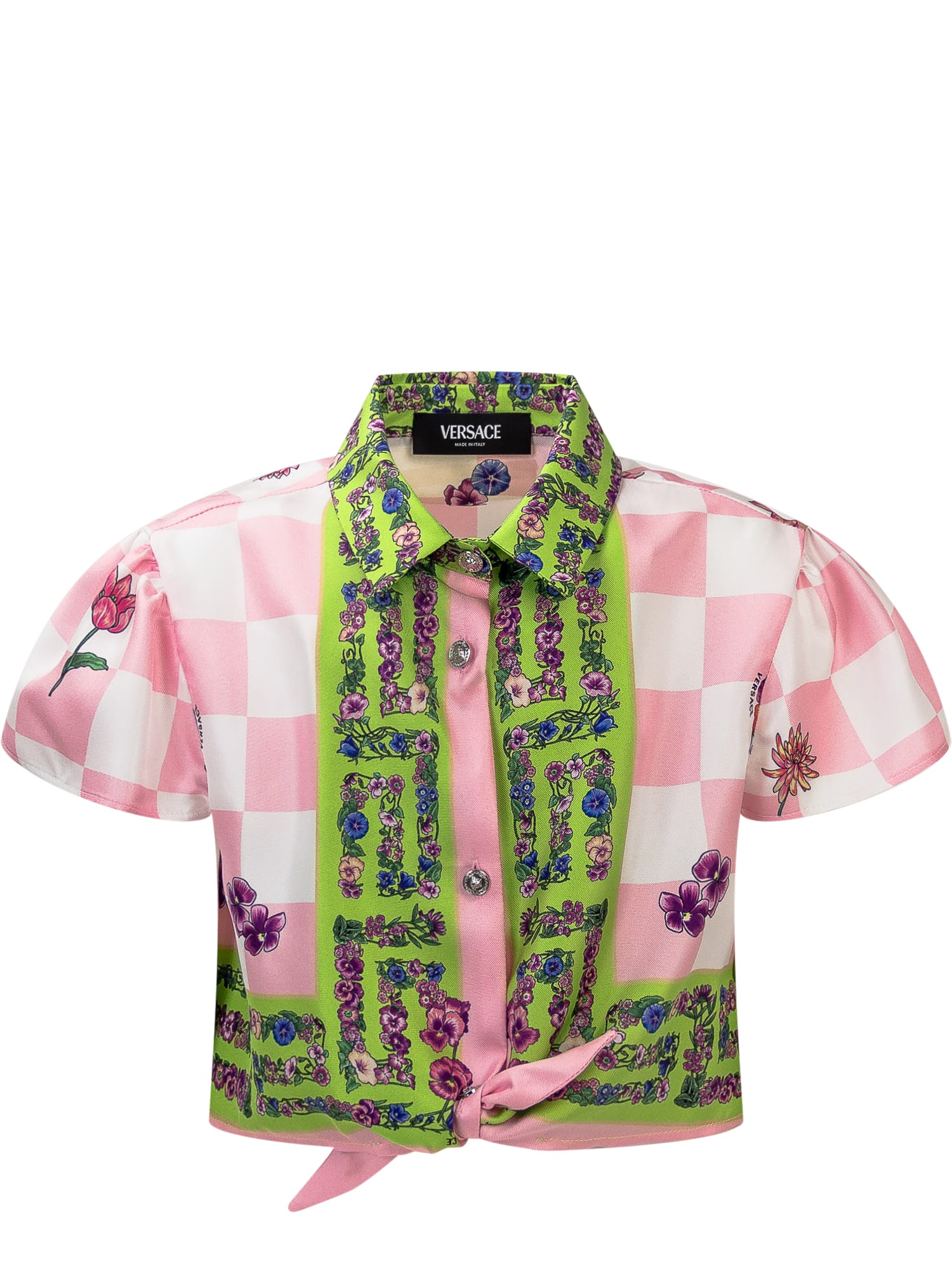 Versace Kids' Blossom Shirt In Multicolore