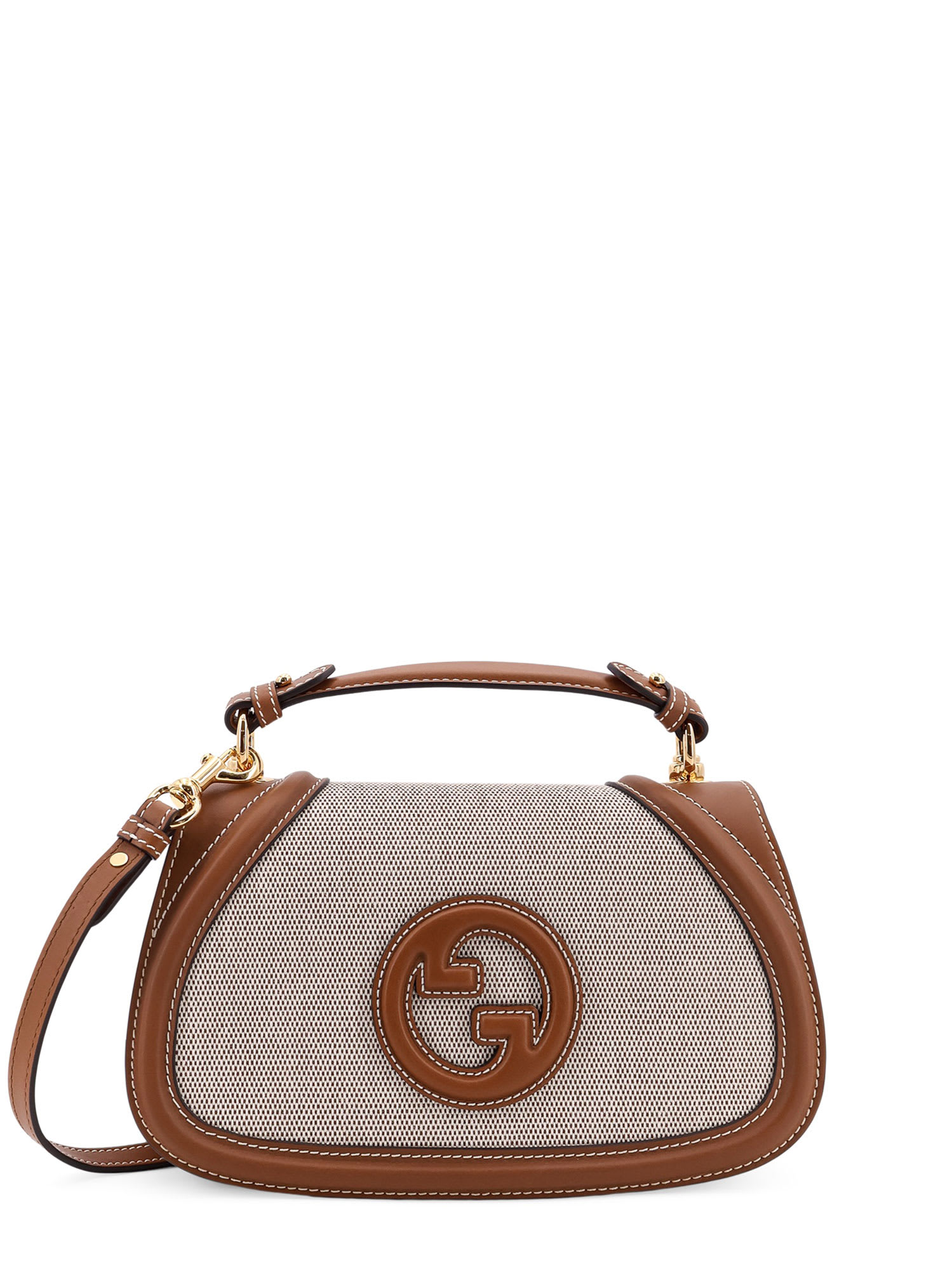 Gucci Blondie Cotton And Linen Handbag With Leather Profiles