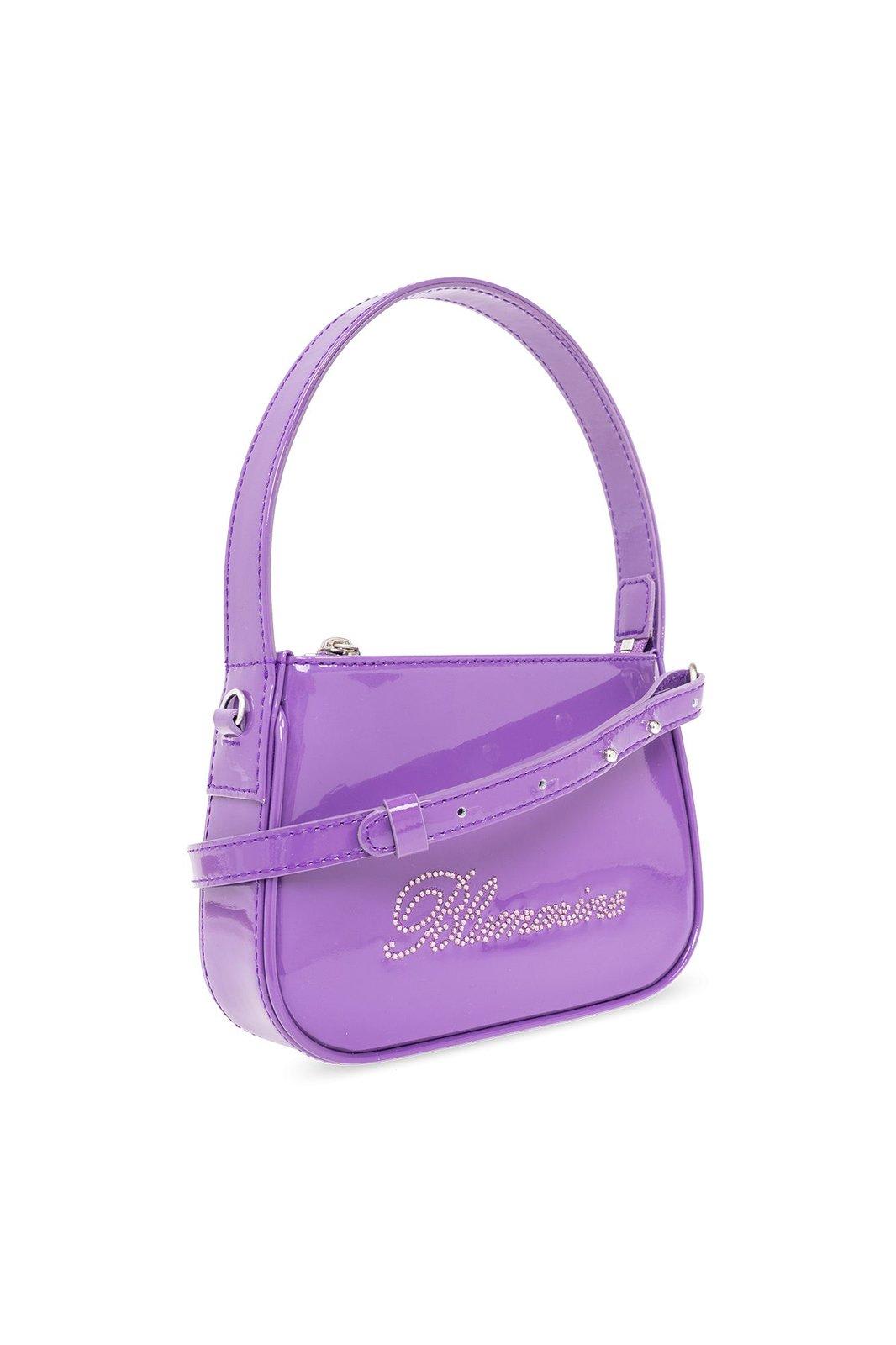 Shop Blumarine Logo Embellished Zipped Tote Bag In Ultraviolet