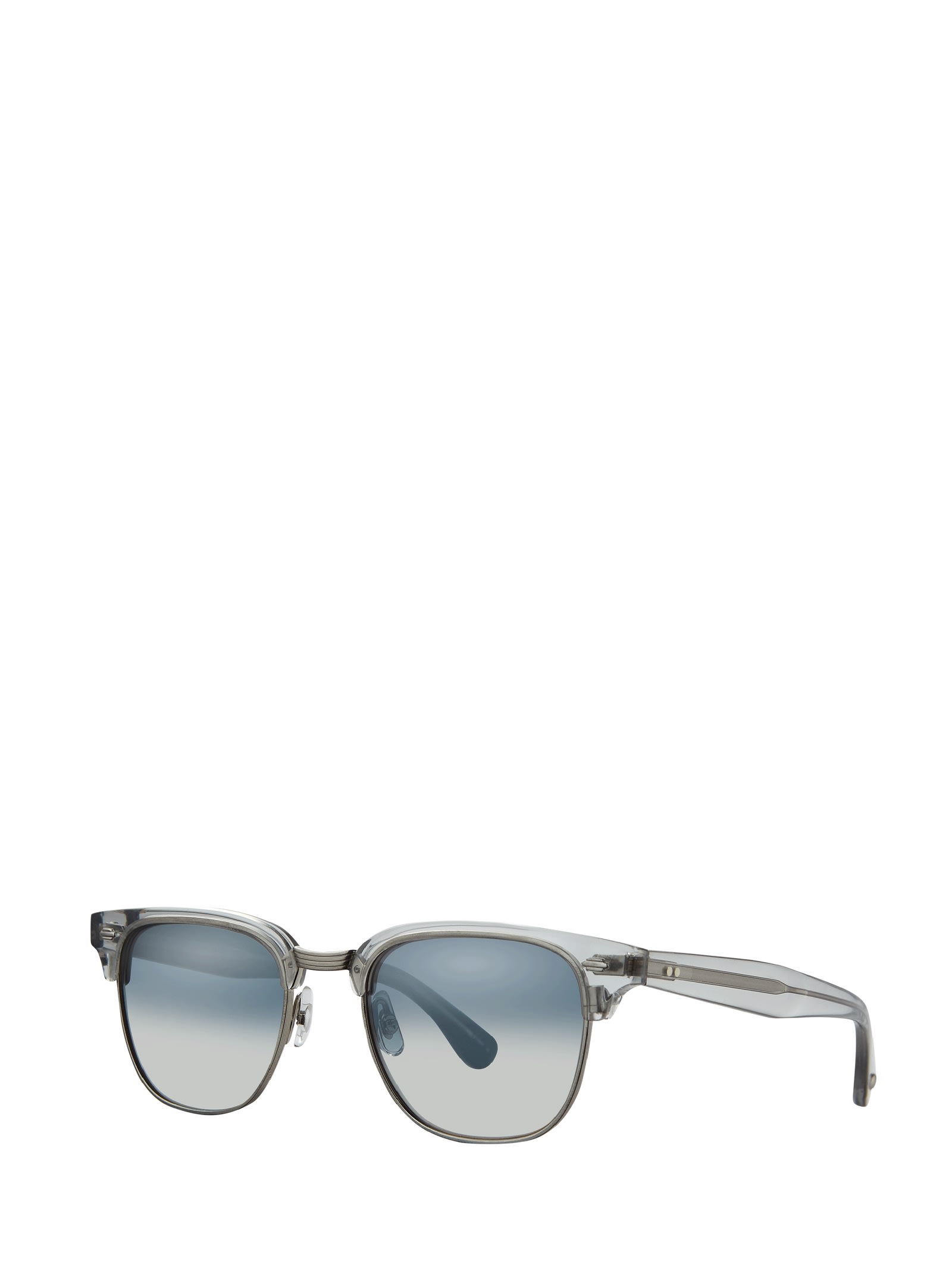 Shop Garrett Leight Elkgrove Sun Llg-brushed Silver/indigo Layered Mirror Sunglasses