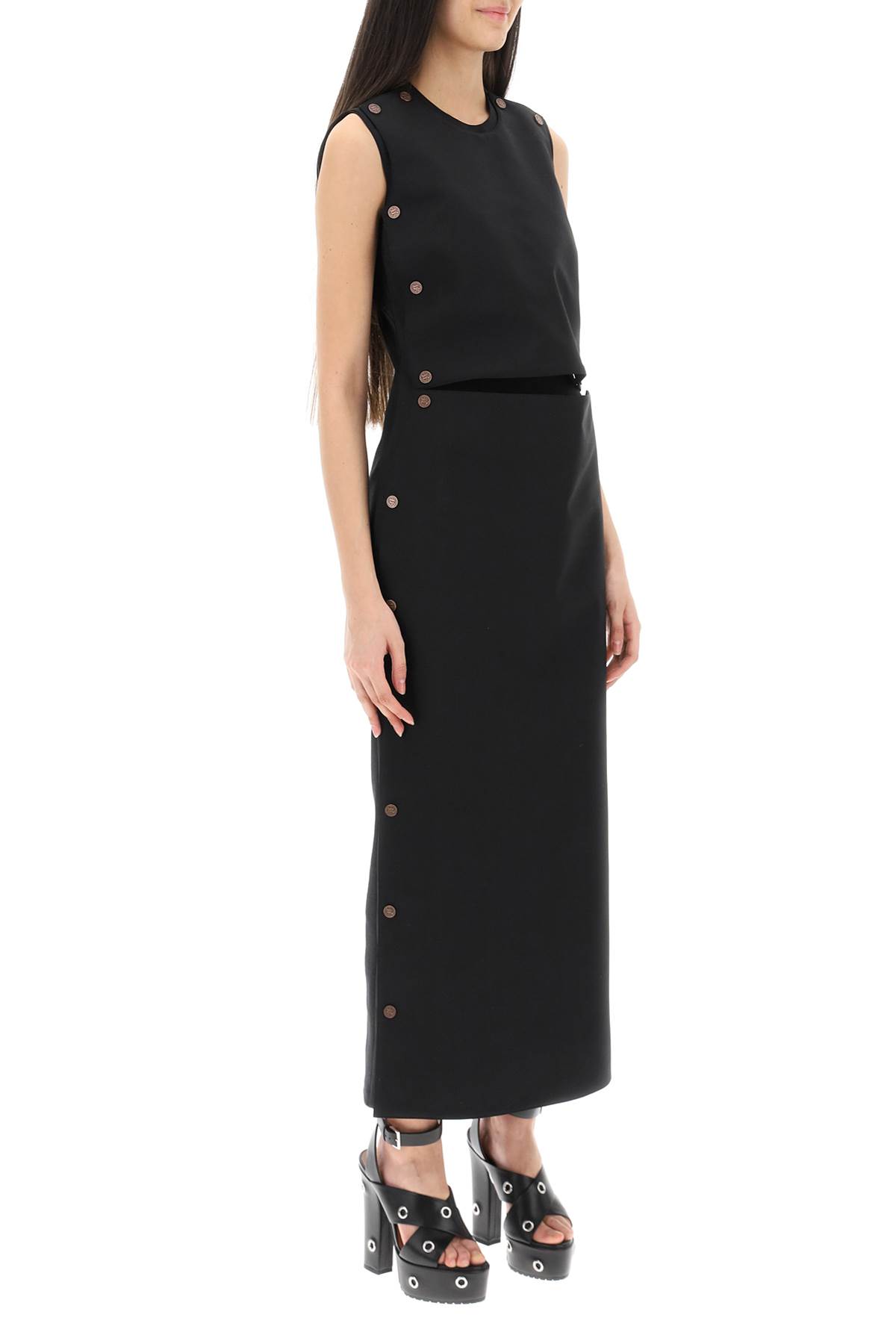 Shop Y/project Dual Material Maxi Dress With Snap Panels In Black (black)