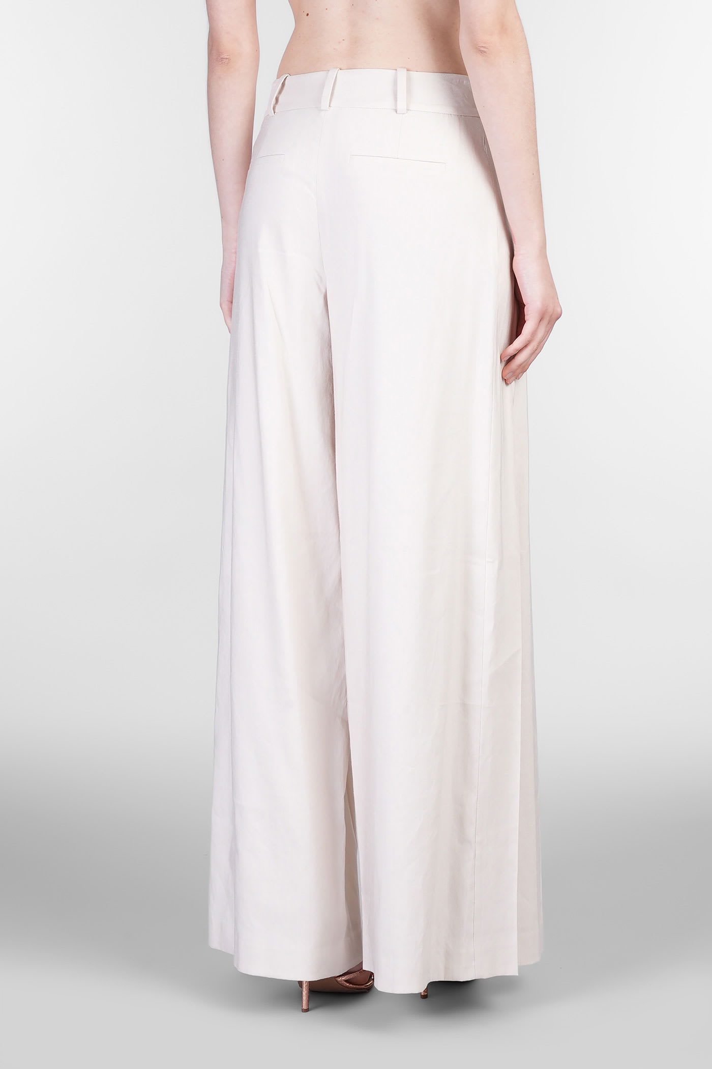 Alice And Olivia Simon Pants In Beige Linen