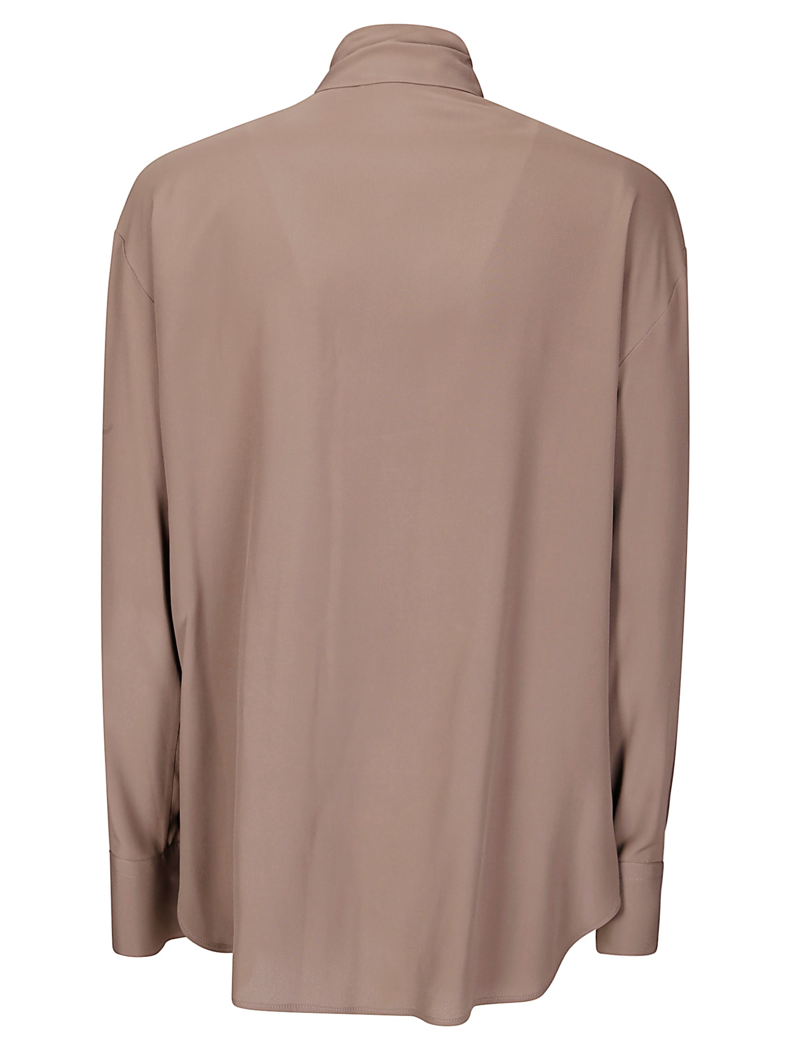 Alberto Biani Crew Neck Blouse With Flowing Tie In Gray