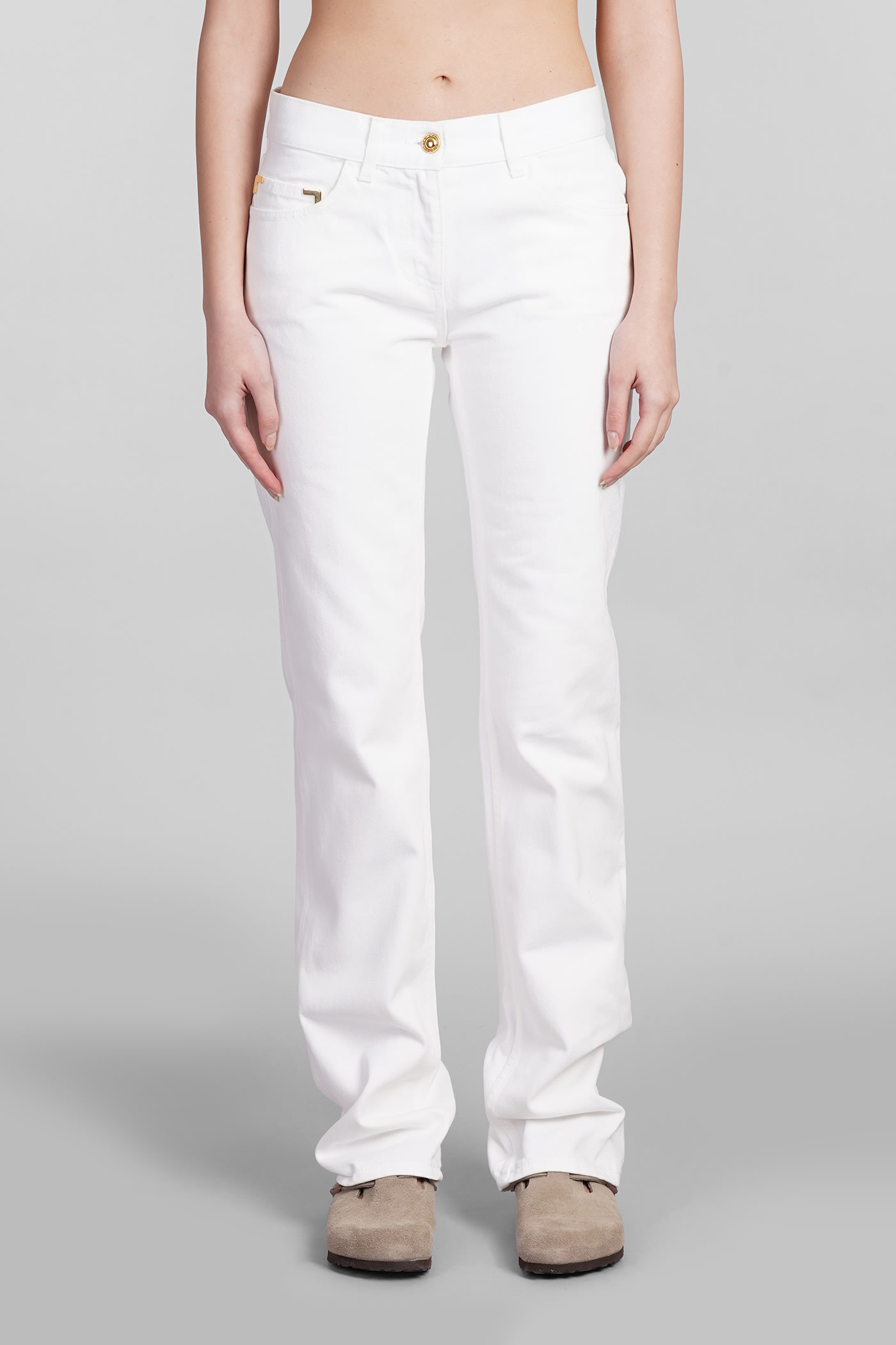Palm Angels Jeans In White Cotton