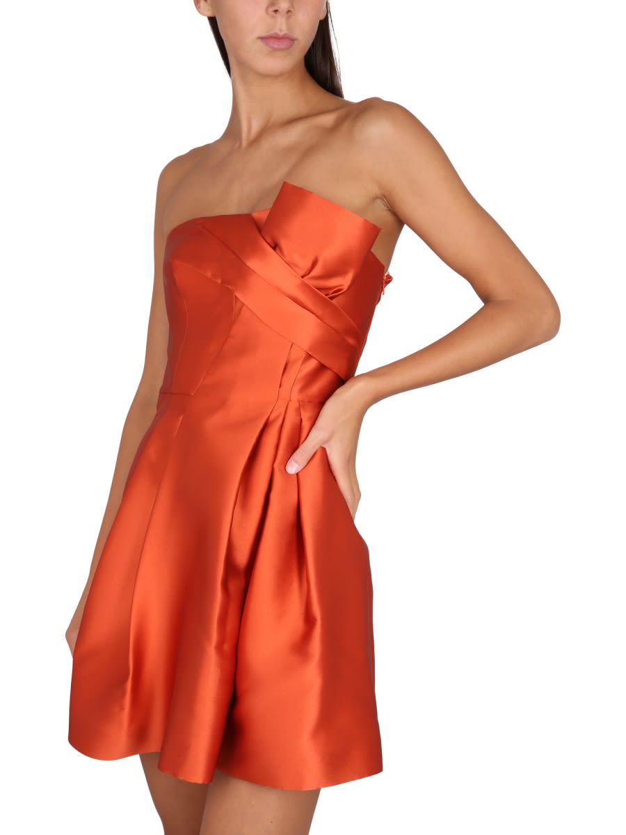 Alberta Ferretti One-shoulder Wide Neckline Dress In Red