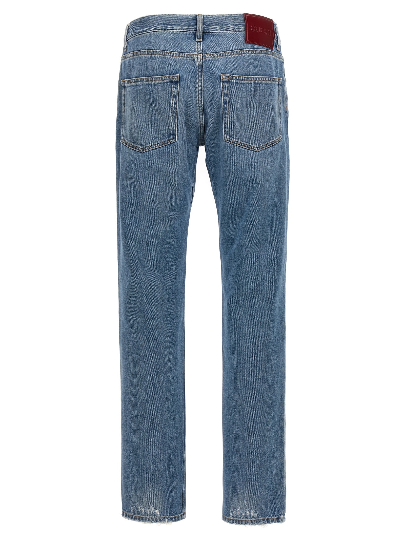 Shop Gucci New Tapered Jeans In Light Blue