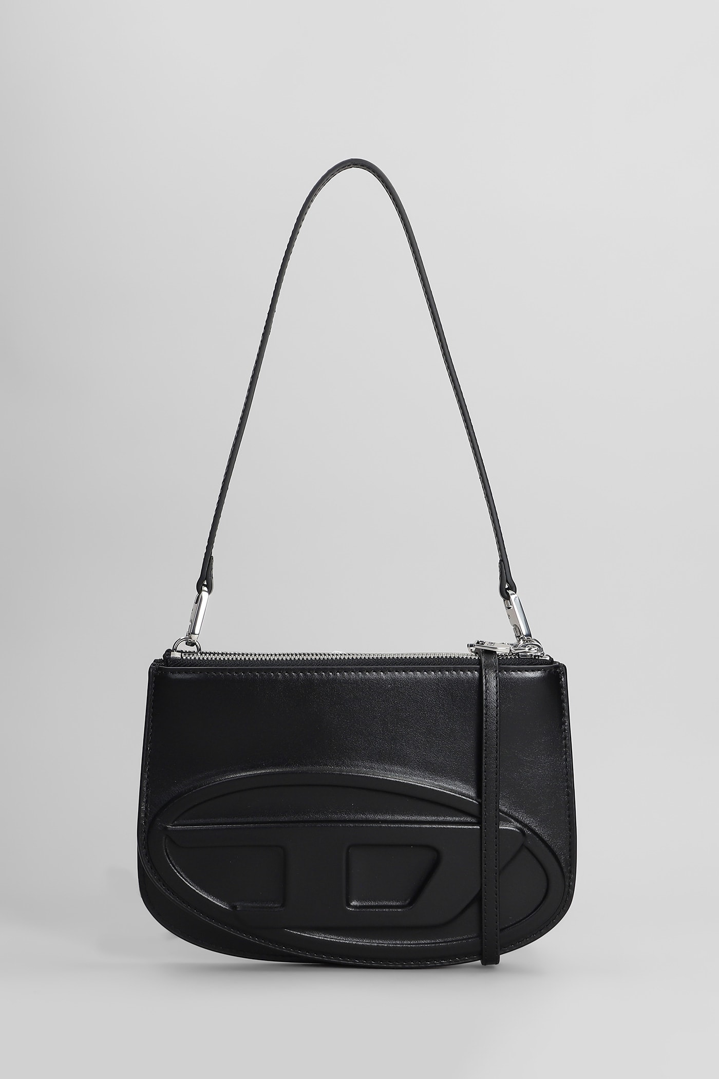 Diesel Embossed Leather Shoulder Bag With Zip Closure