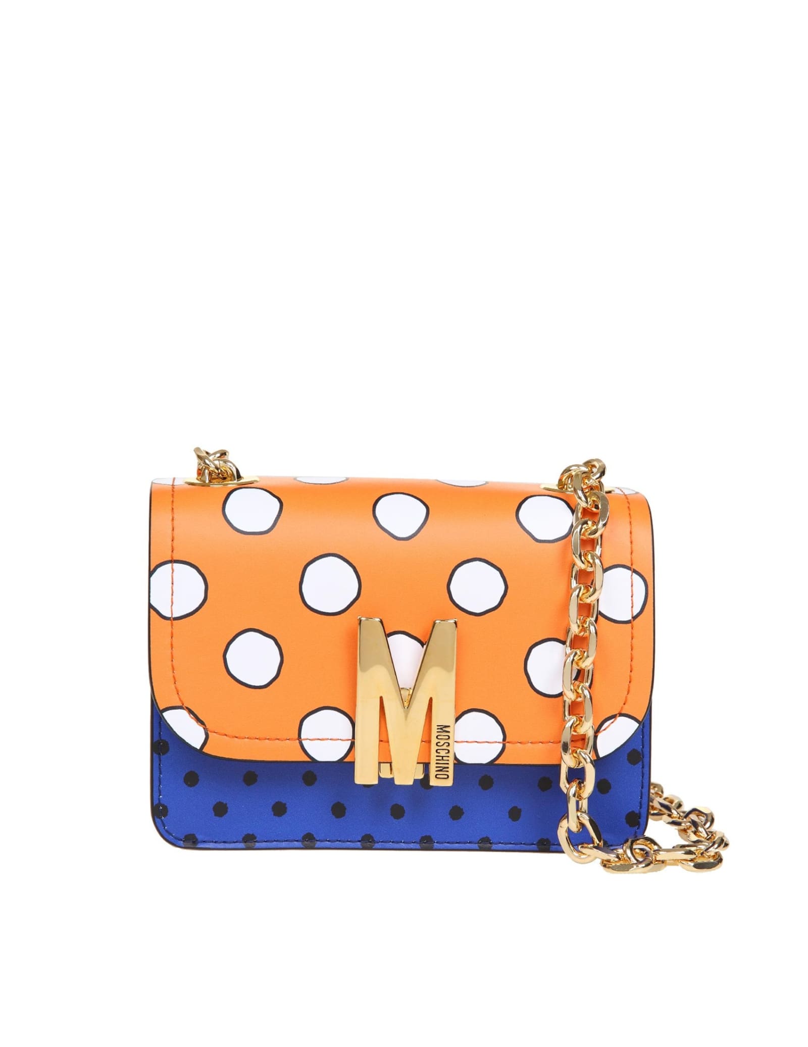 Moschino Polka Dots Shoulder Bag In Leather