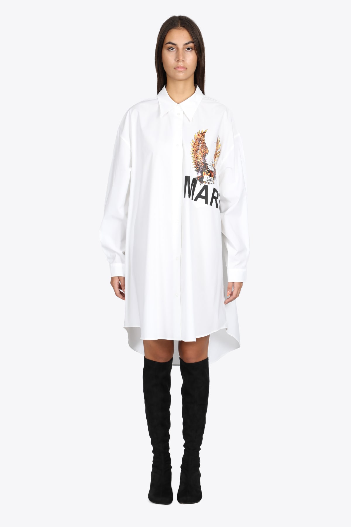 MM6 Maison Margiela Popeline Shirt/dress With Eagle Print