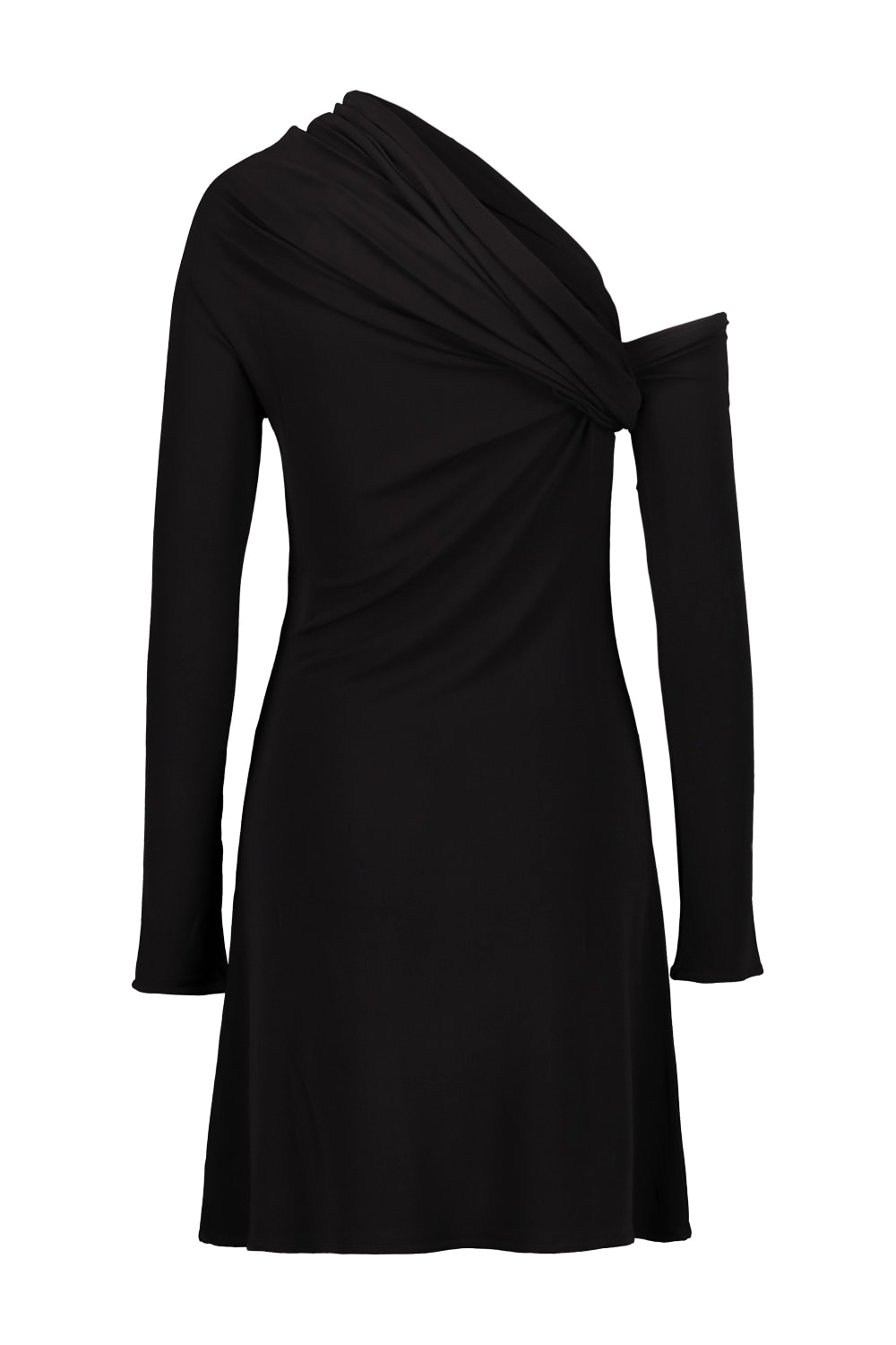 Shop Courrèges Dress Twist One Sleeve Crepe Jersey In Black